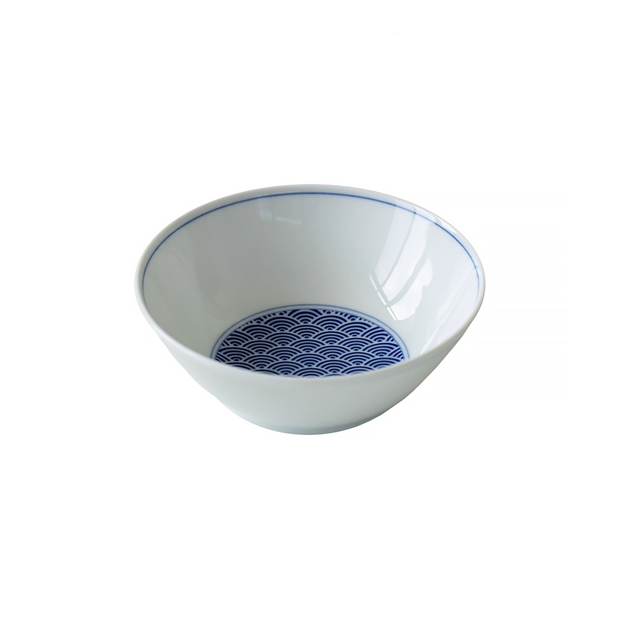Vaisselle Minoyaki avec motifs Seigaiha et nuages bleus