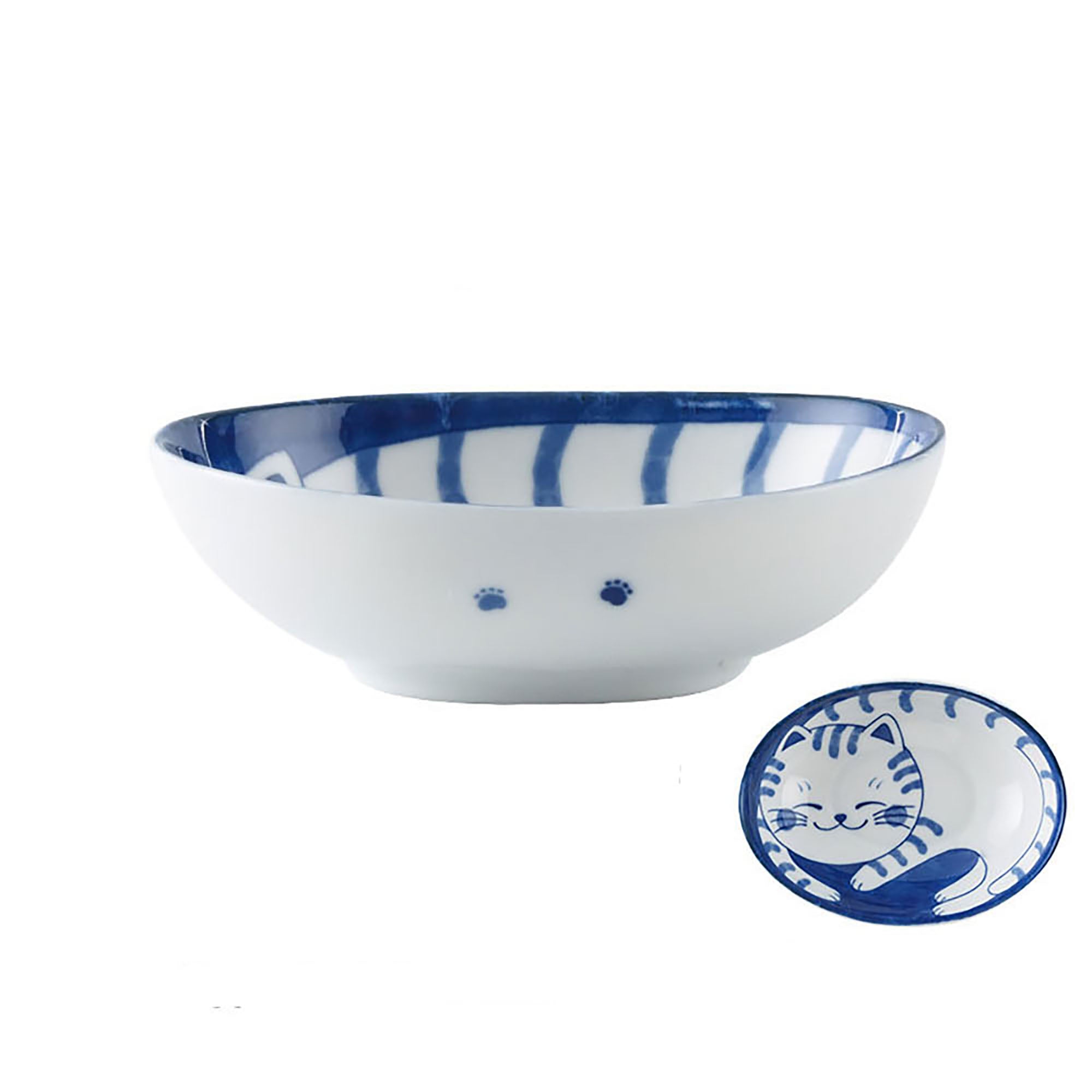 Japanische Mino-Yaki Schale mit Katzenmotiv