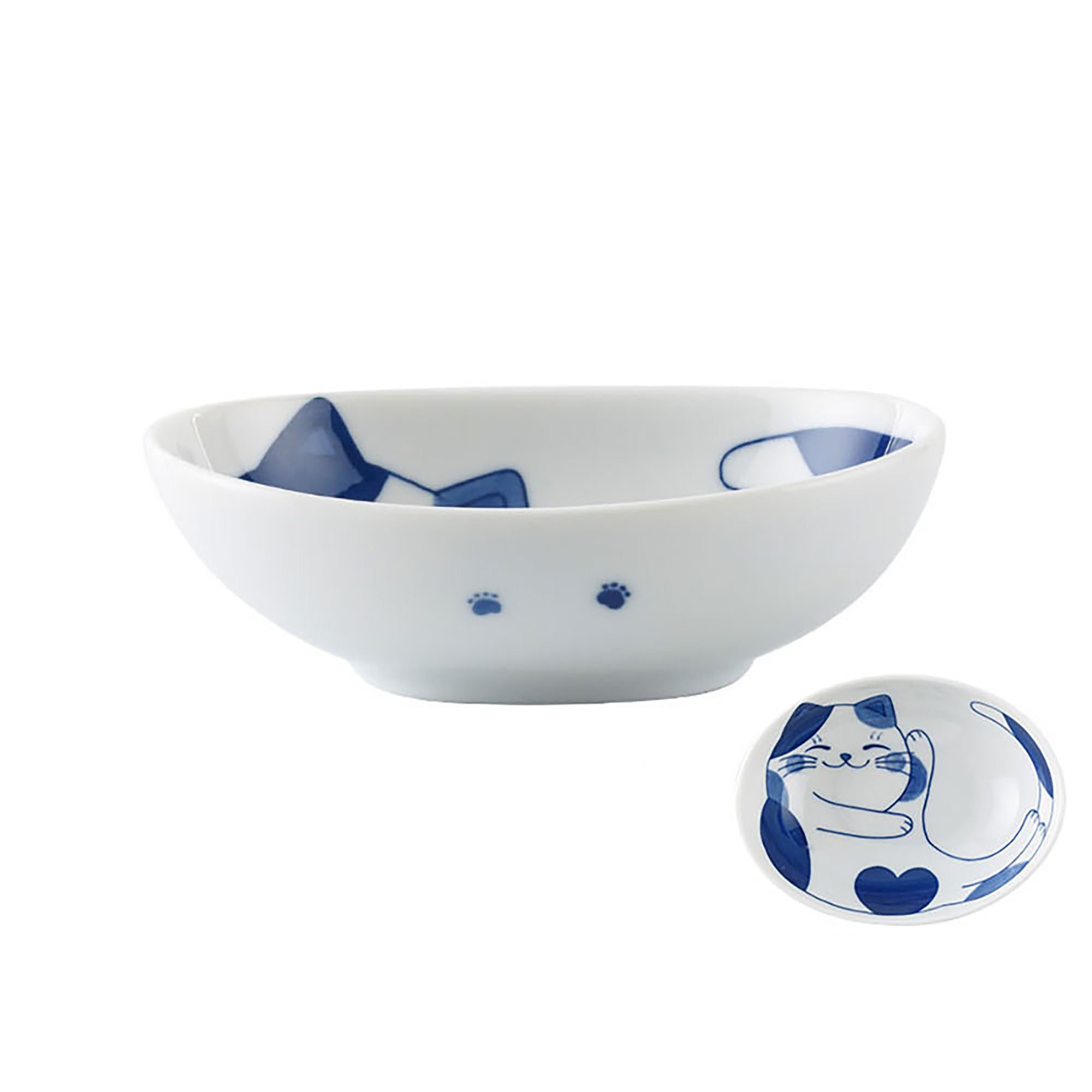 Japanische Mino-Yaki Schale mit Katzenmotiv
