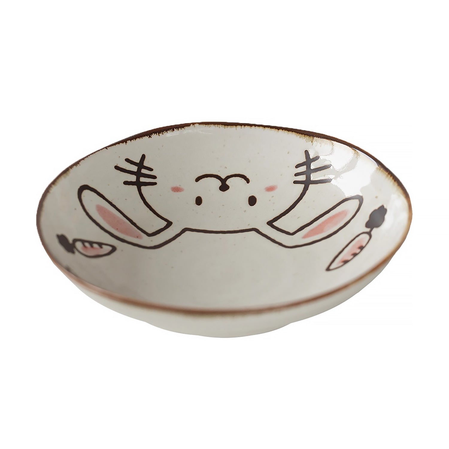 Vaisselle Mino-yaki avec mignon motif chat et lapin