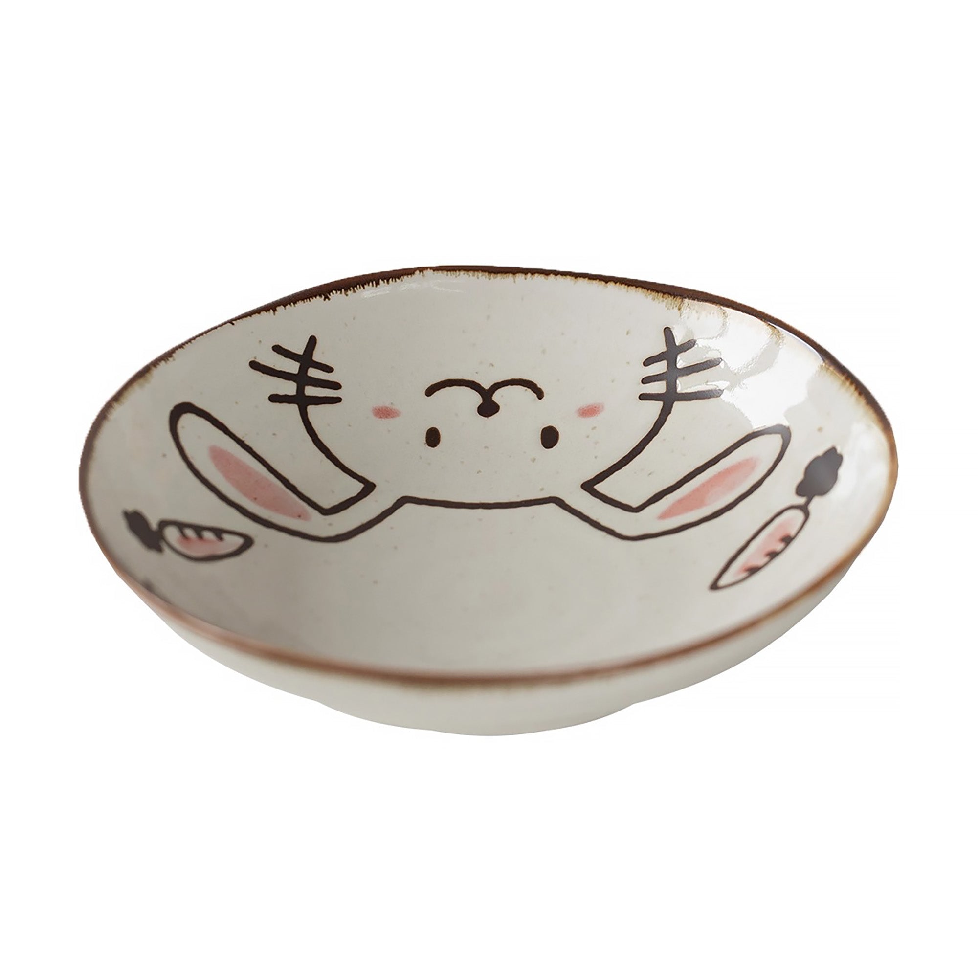 Vaisselle Mino-yaki avec mignon motif chat et lapin