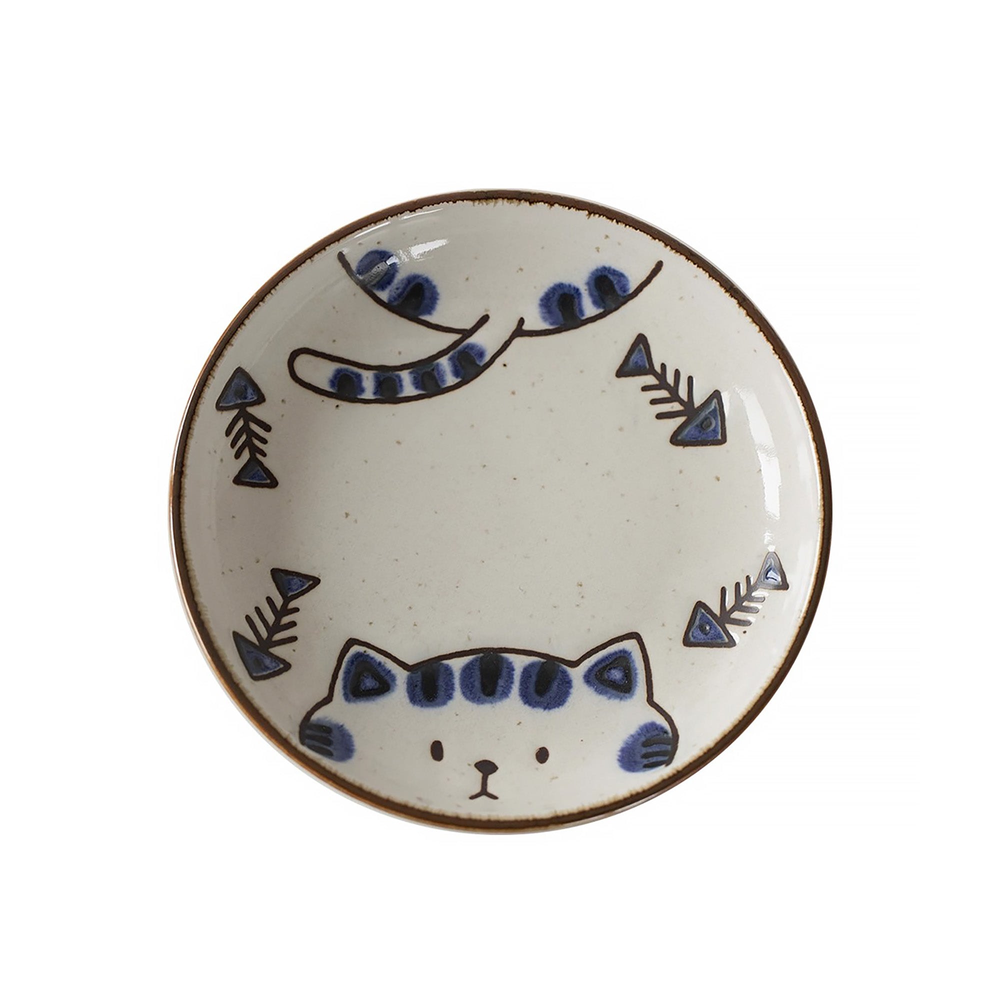 Vaisselle Mino-yaki avec mignon motif chat et lapin