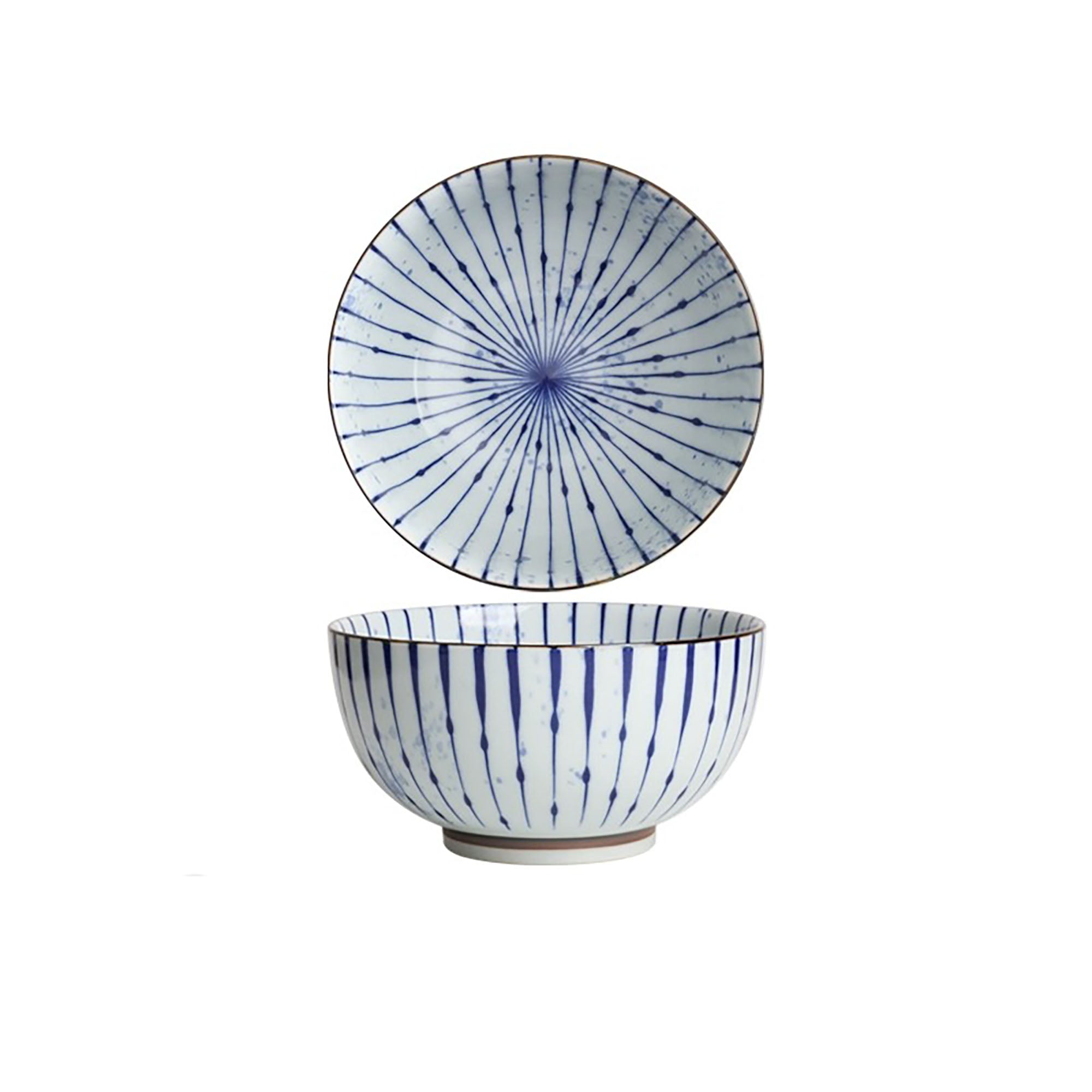 Handmade ceramic bowls with ink blowing pattern
