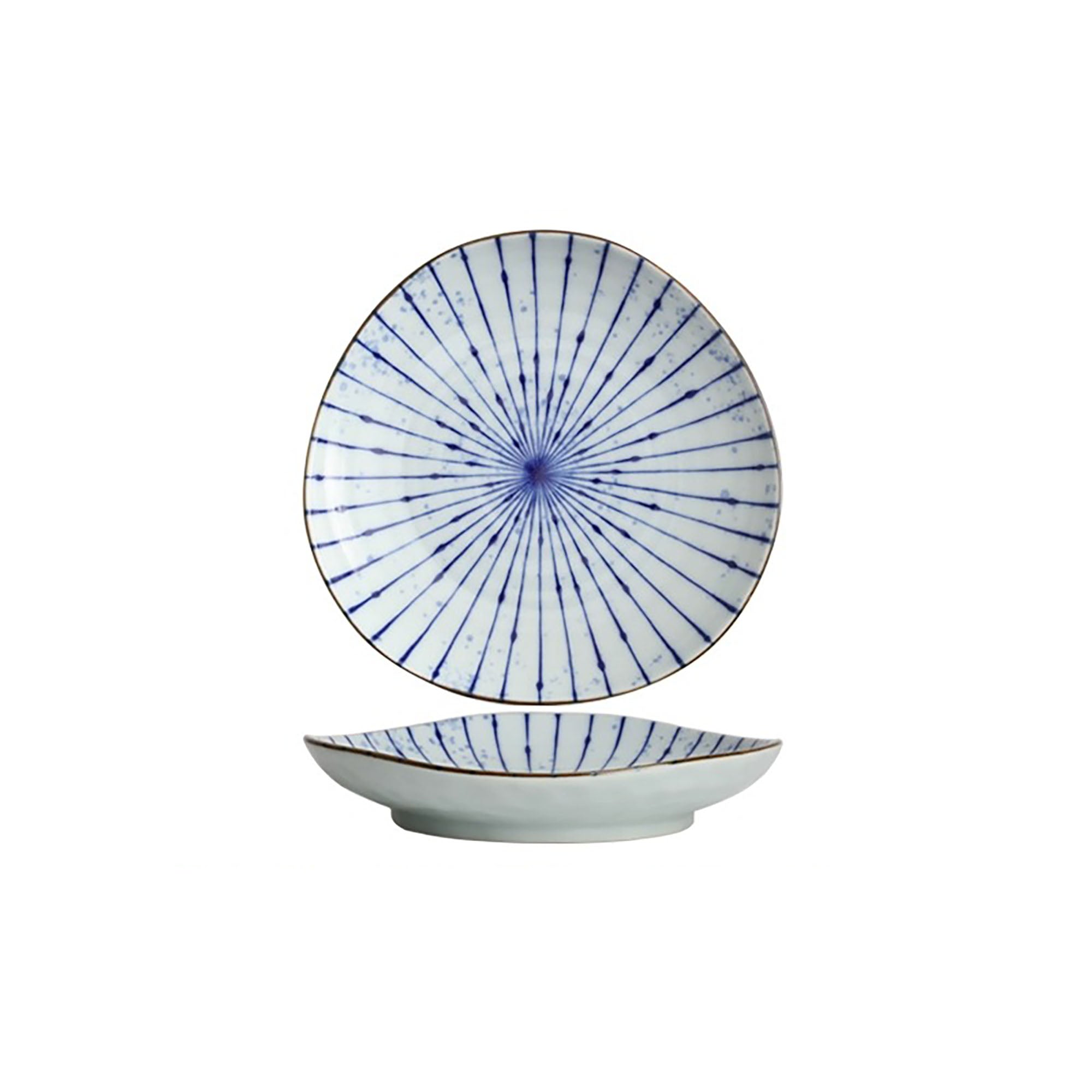 Handmade ceramic bowls with ink blowing pattern