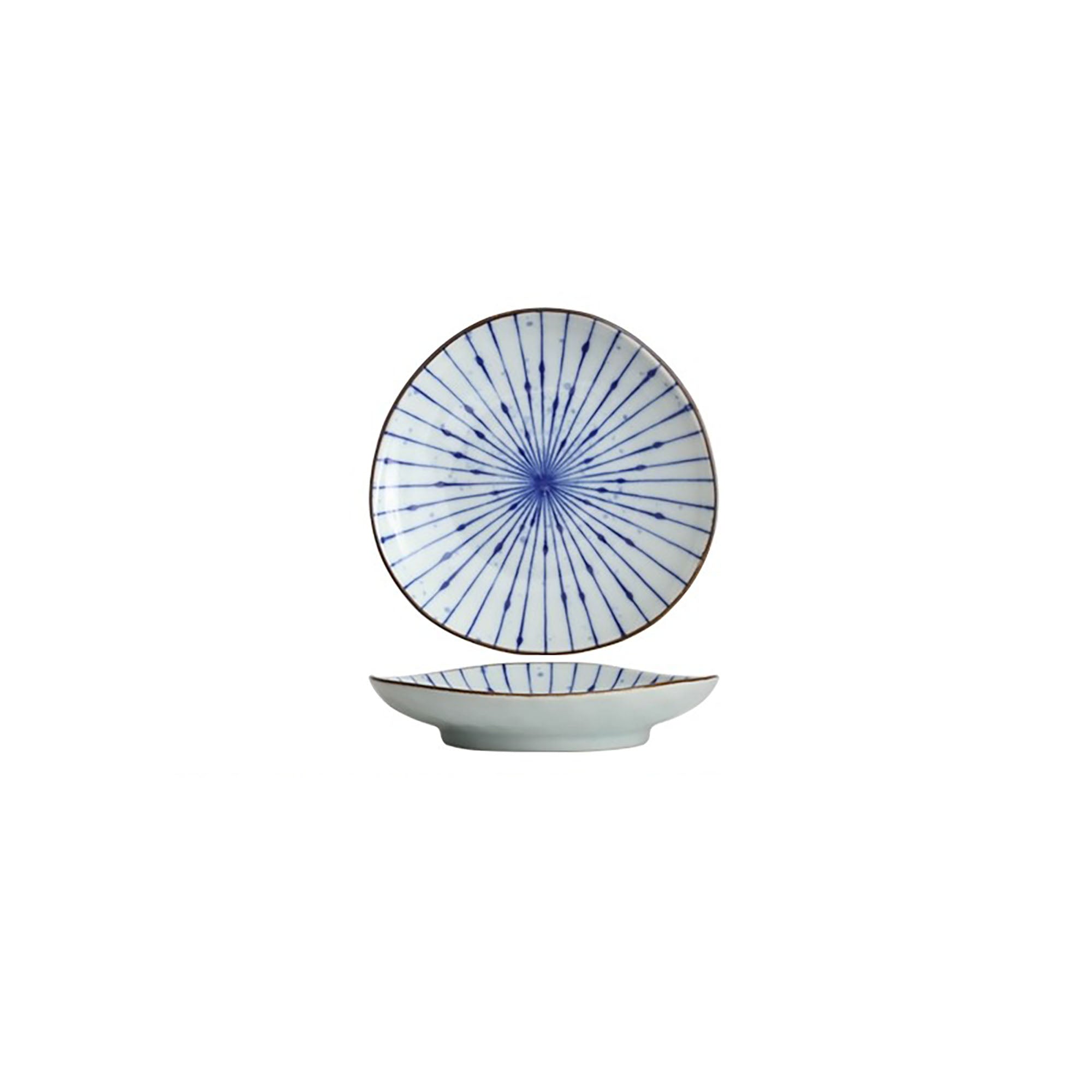 Handmade ceramic bowls with ink blowing pattern