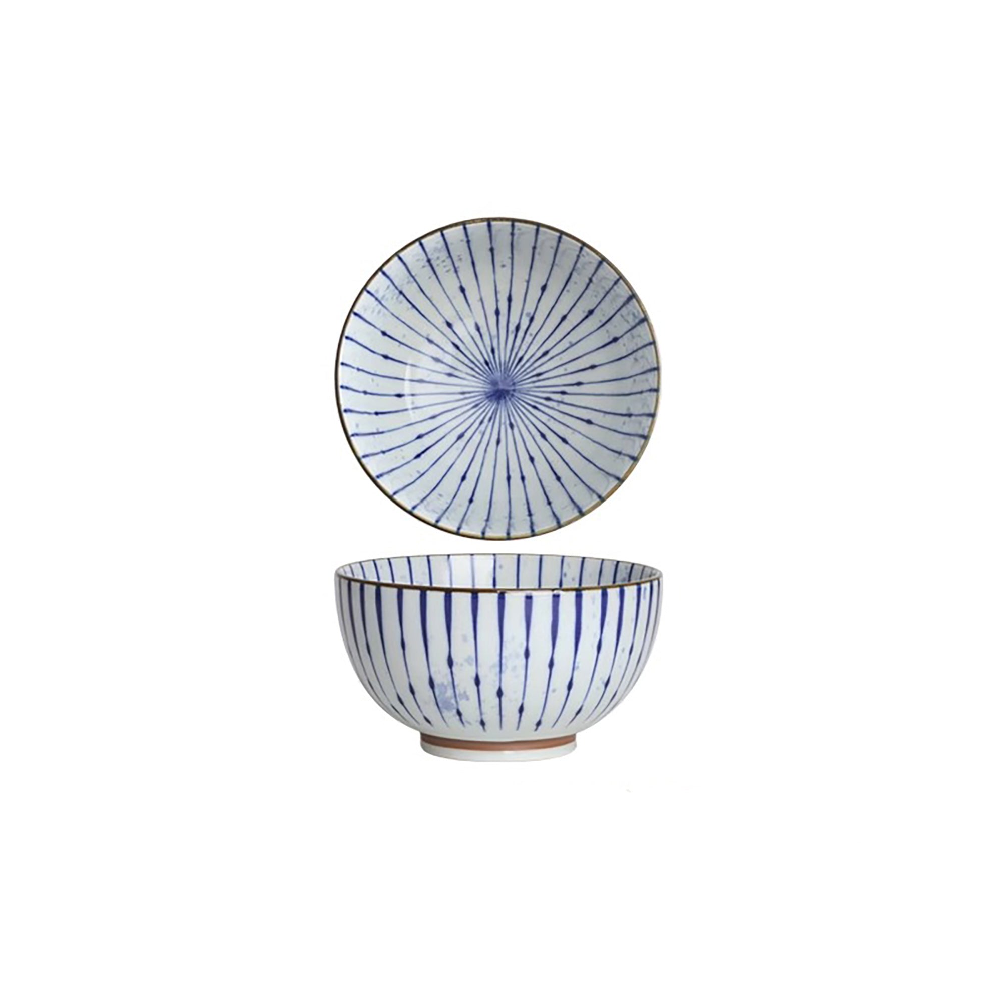 Handmade ceramic bowls with ink blowing pattern