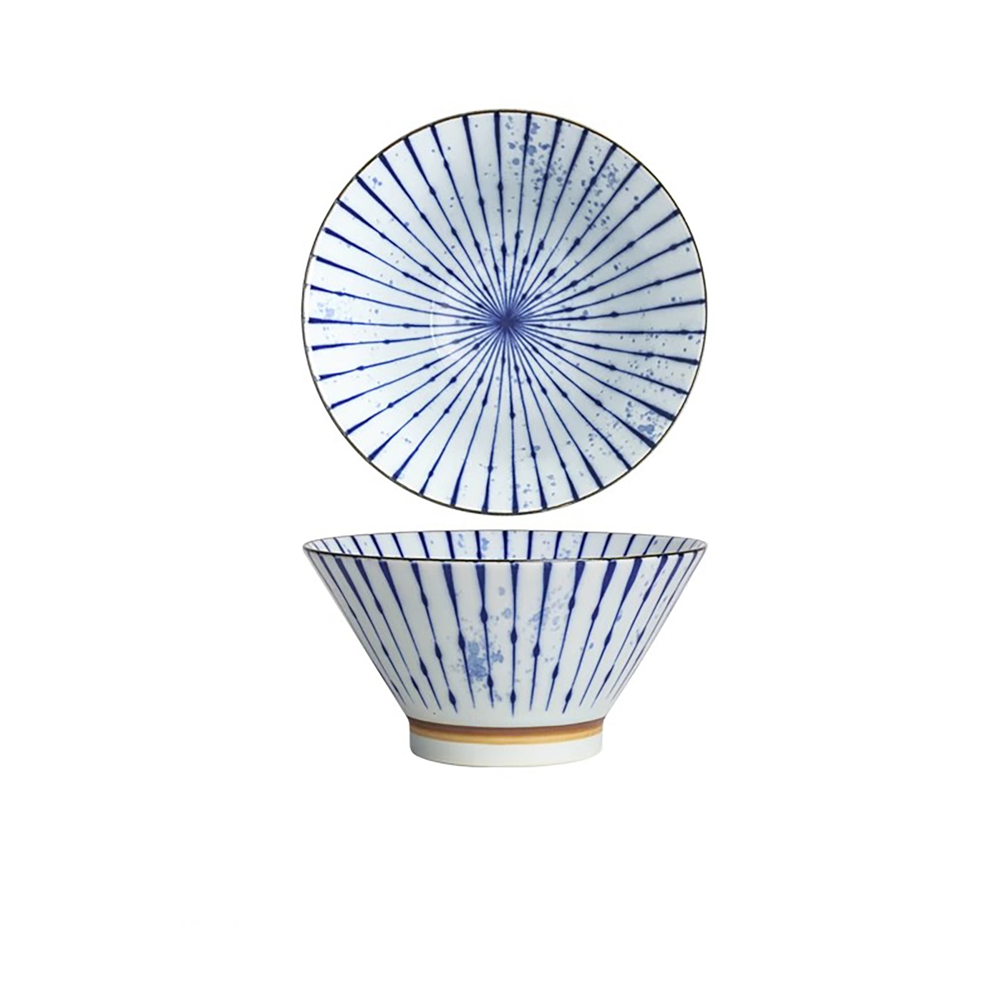 Handmade ceramic bowls with ink blowing pattern