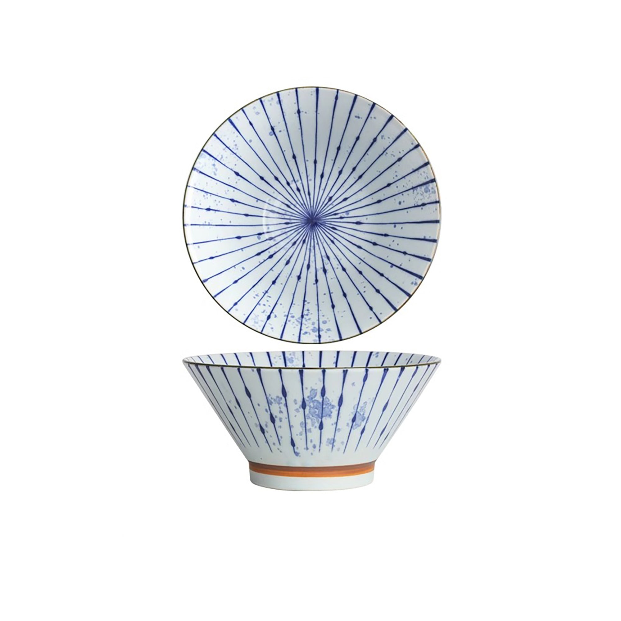 Handmade ceramic bowls with ink blowing pattern