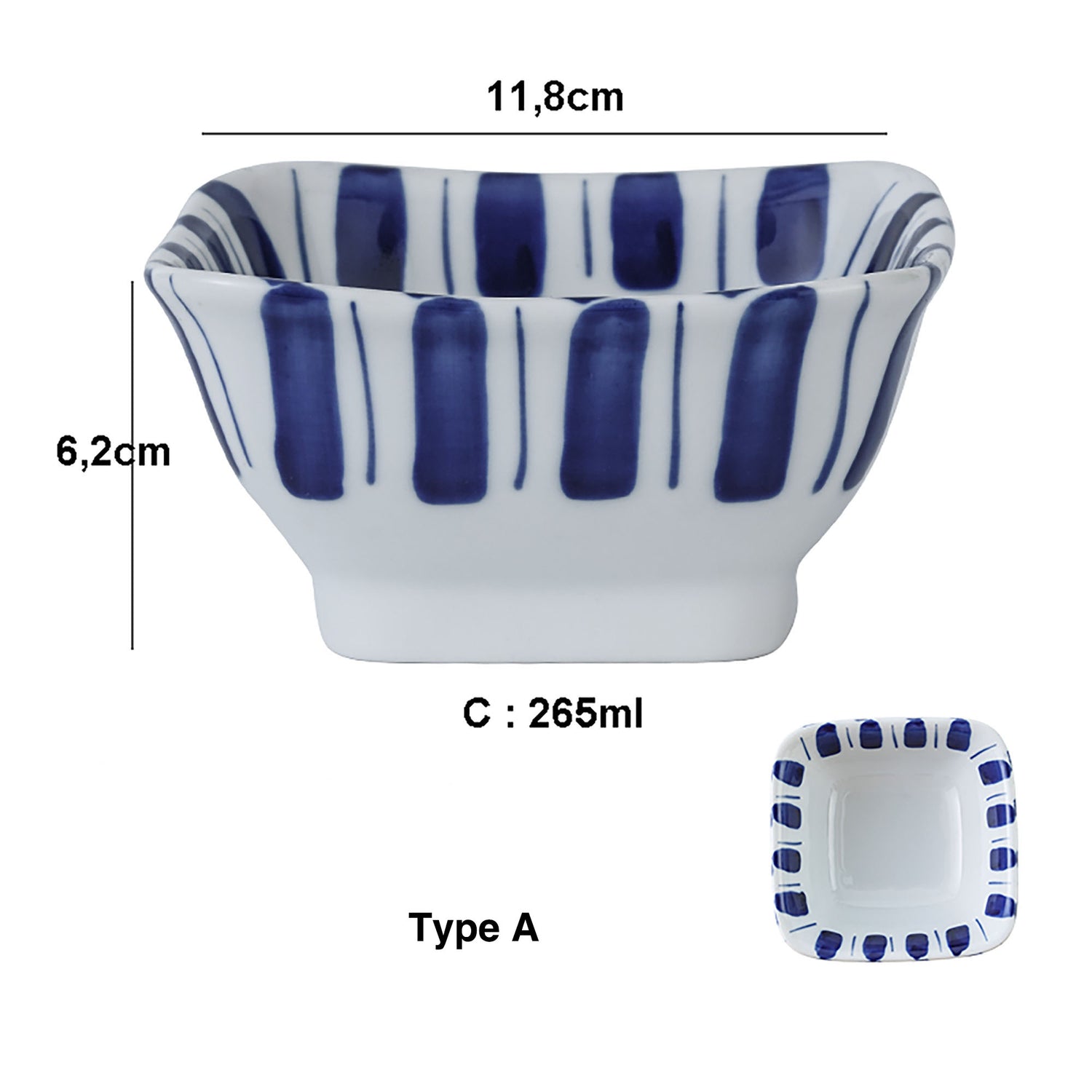 BOL de MINO yaki avec motif en BLEU japonais
