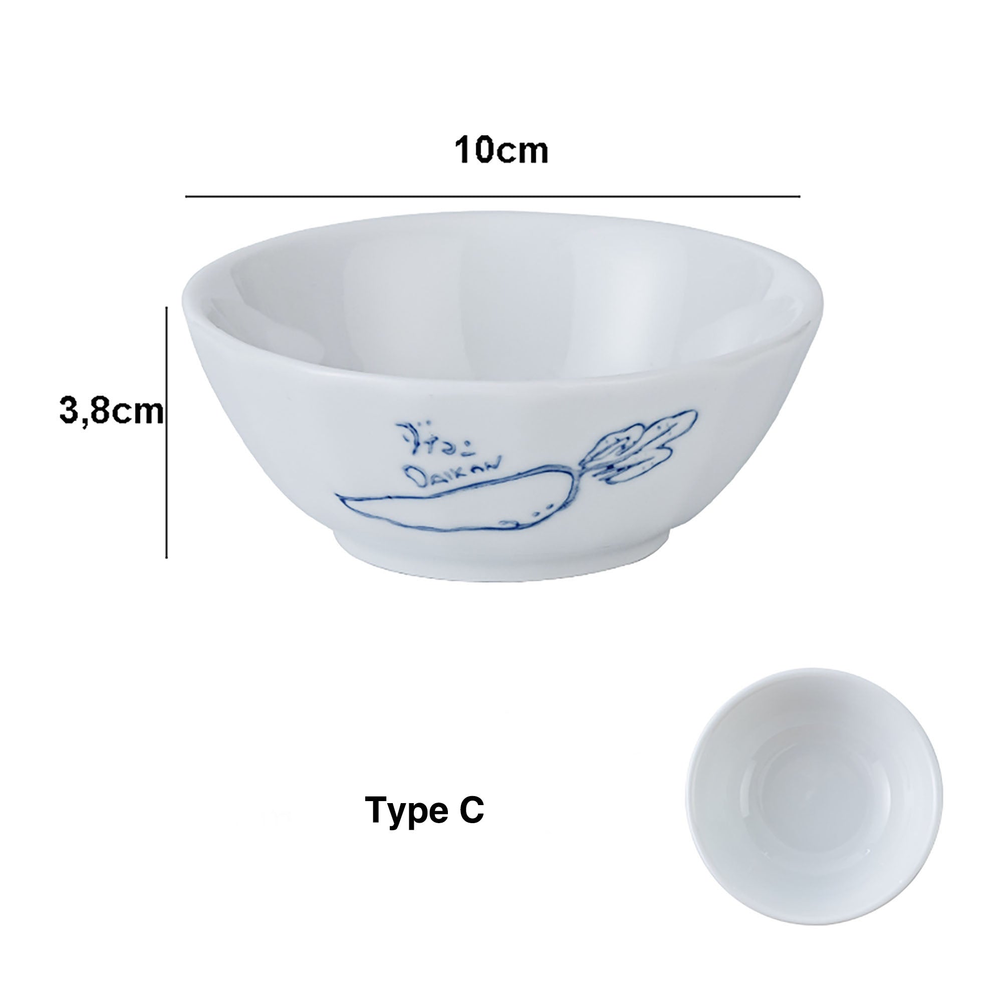 BOL de MINO yaki avec motif en BLEU japonais