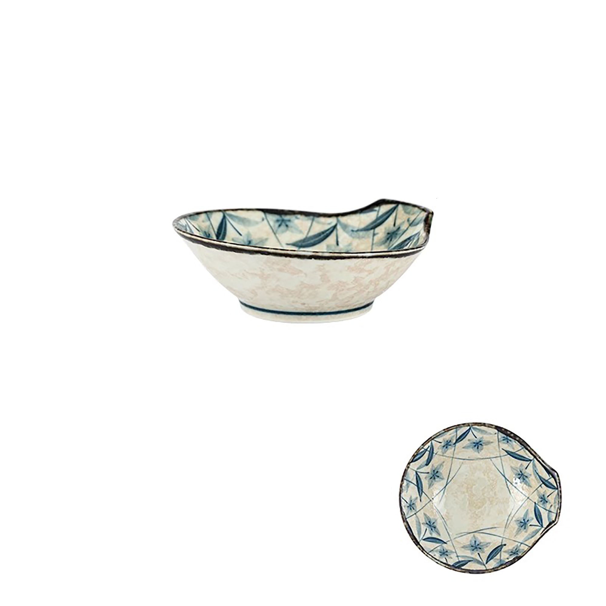 Minoyaki bowl with vintage blue bellflower pattern