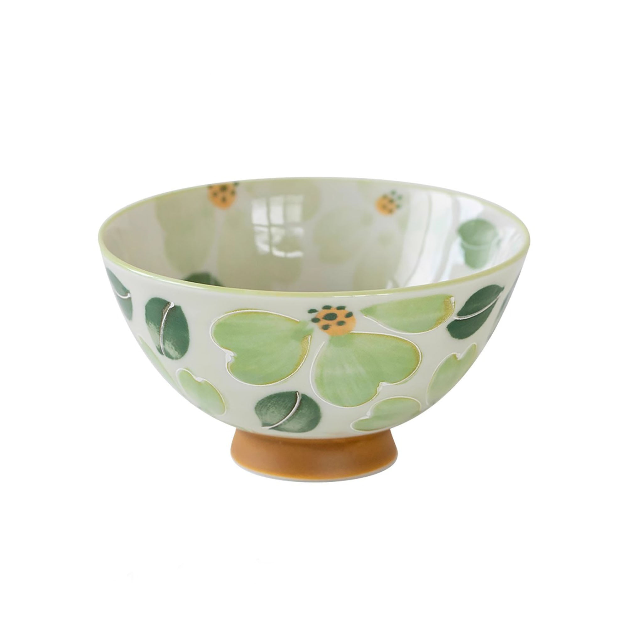 Minoyaki ceramic bowl with colorful flowers pattern