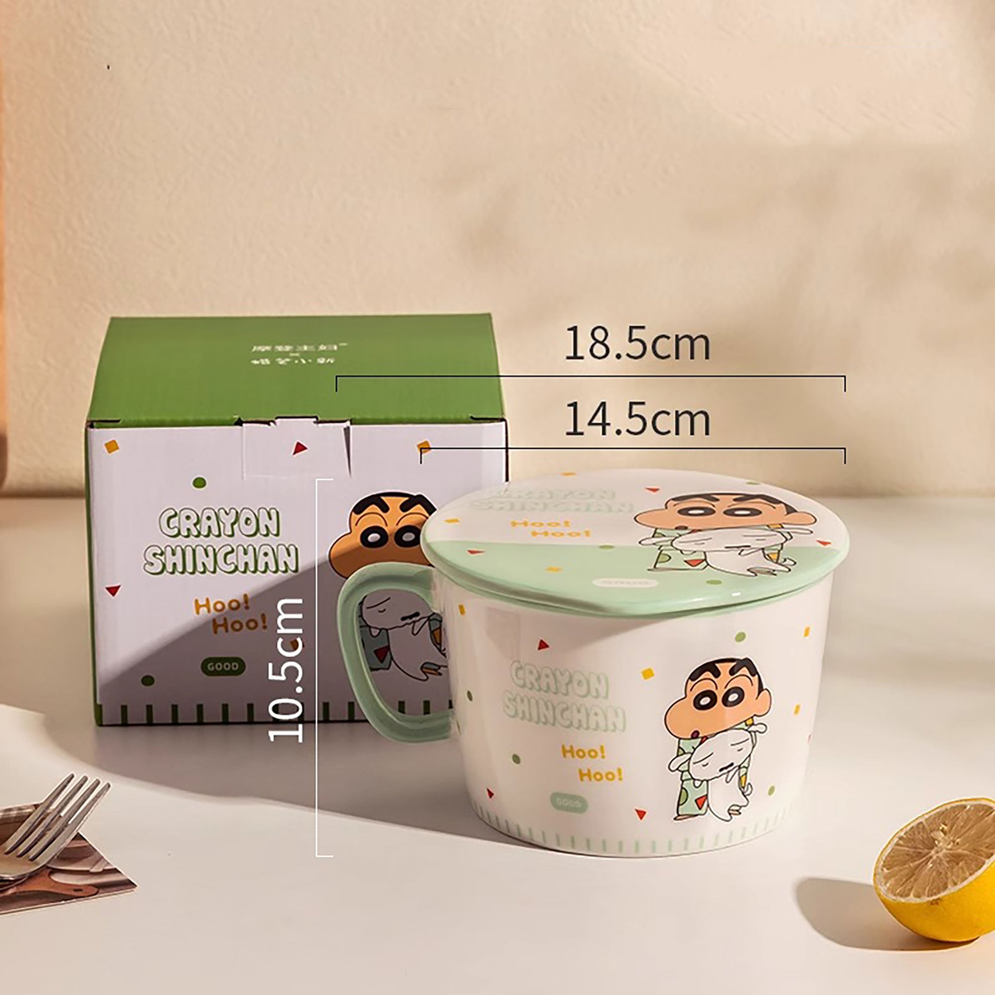 Bol à ramen avec couvercle et motifs Crayon Shin-chan