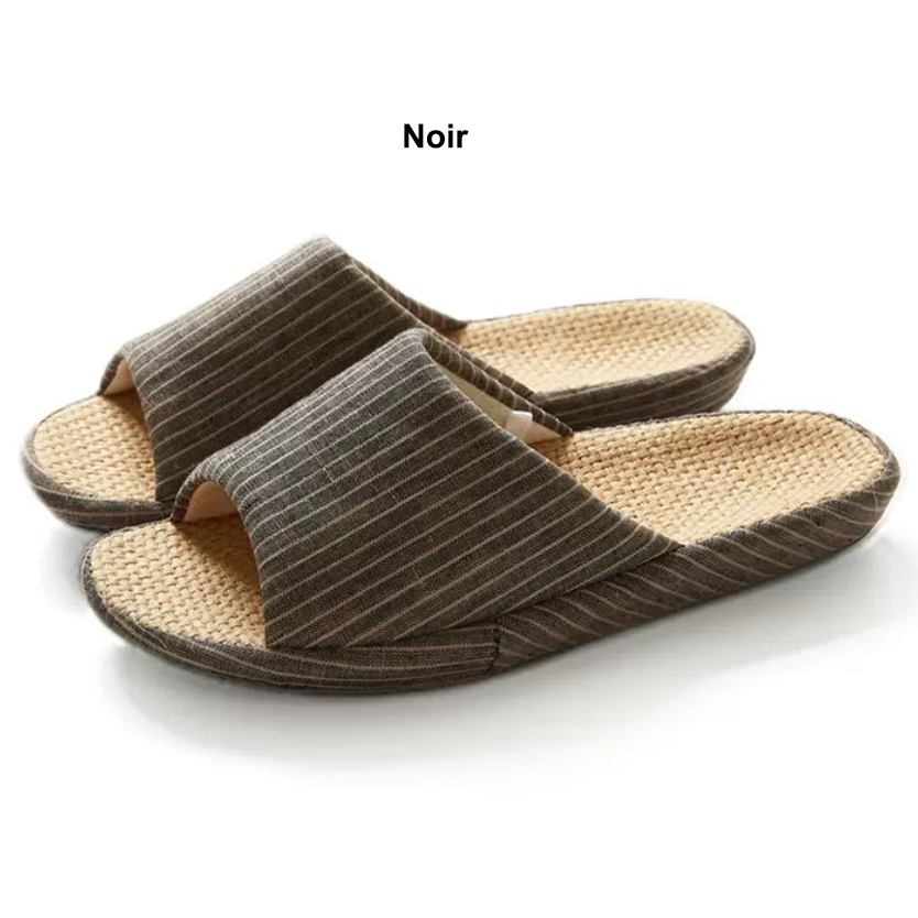 CHAUSSON en COTON et LIN avec semelle en jute