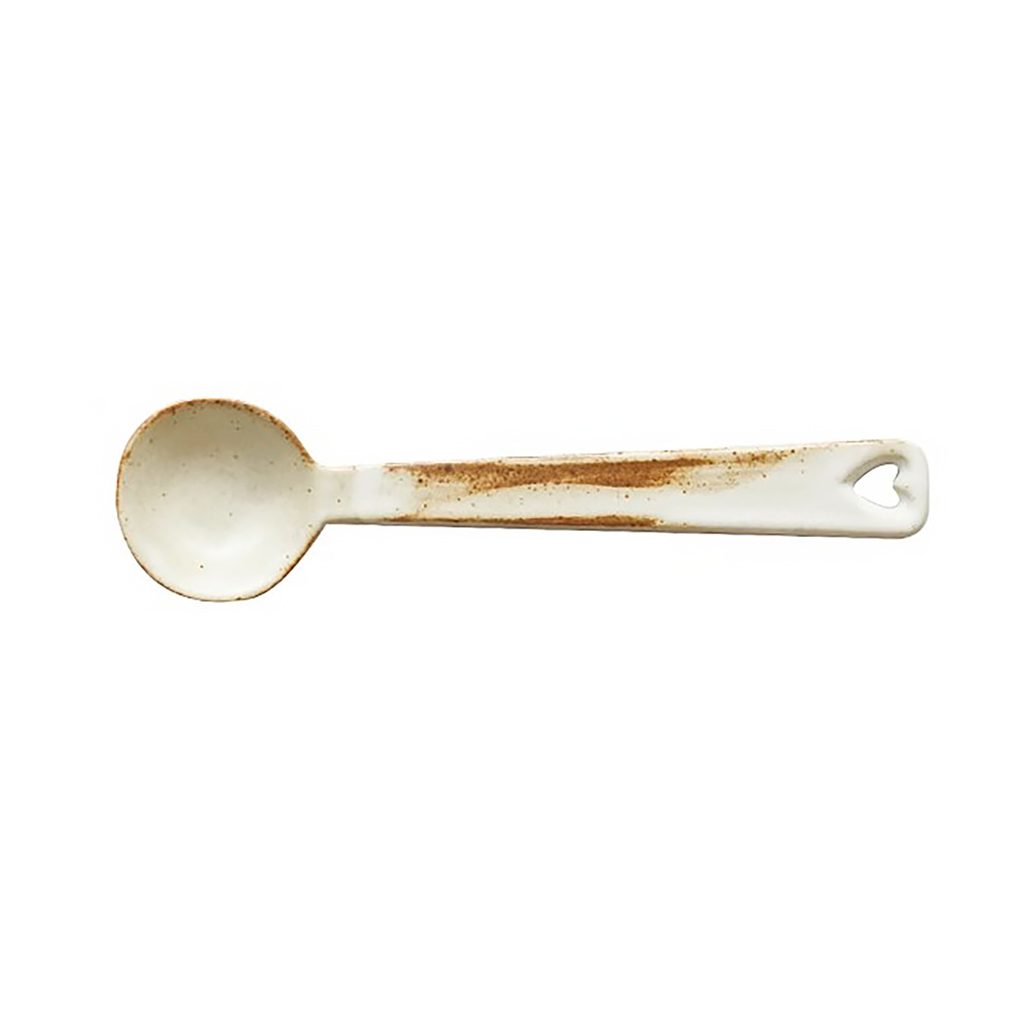 Cuillère artisanale en grès avec cœur rouge
