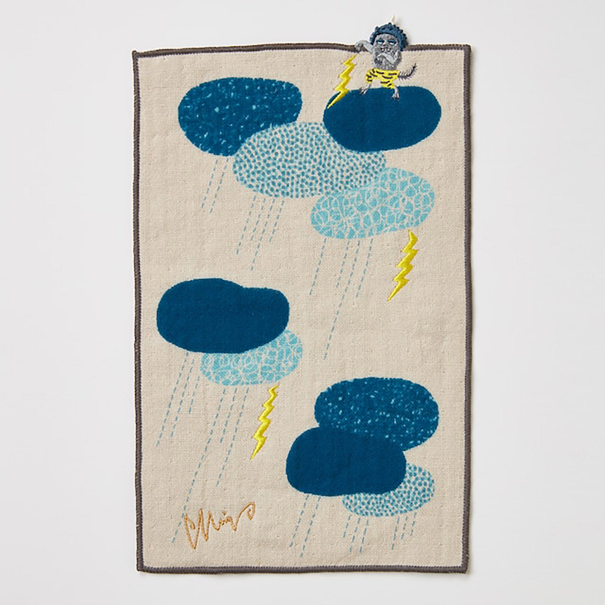 Serviette japonaise en coton brodé