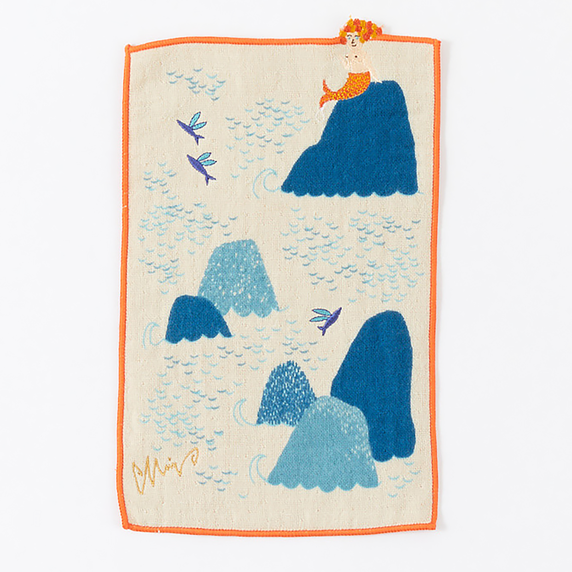 Serviette japonaise en coton brodé