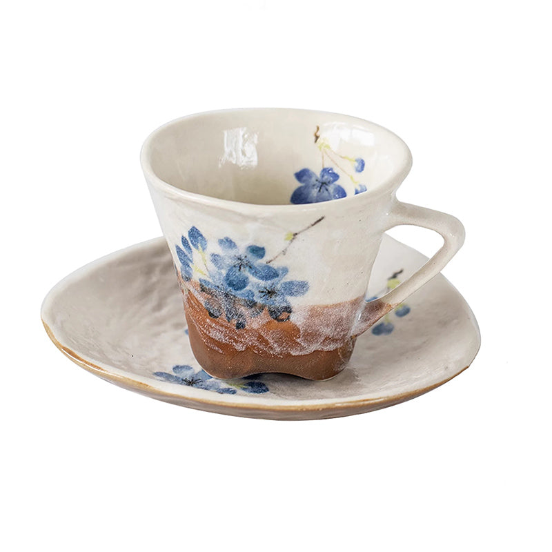 Tasse à café avec son assiette Minoyaki