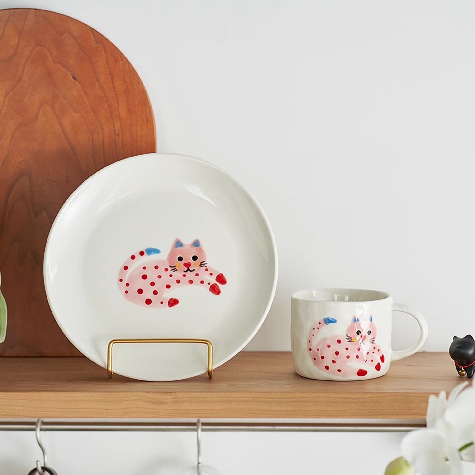 Mug en céramique fait à la main avec Design chat rose