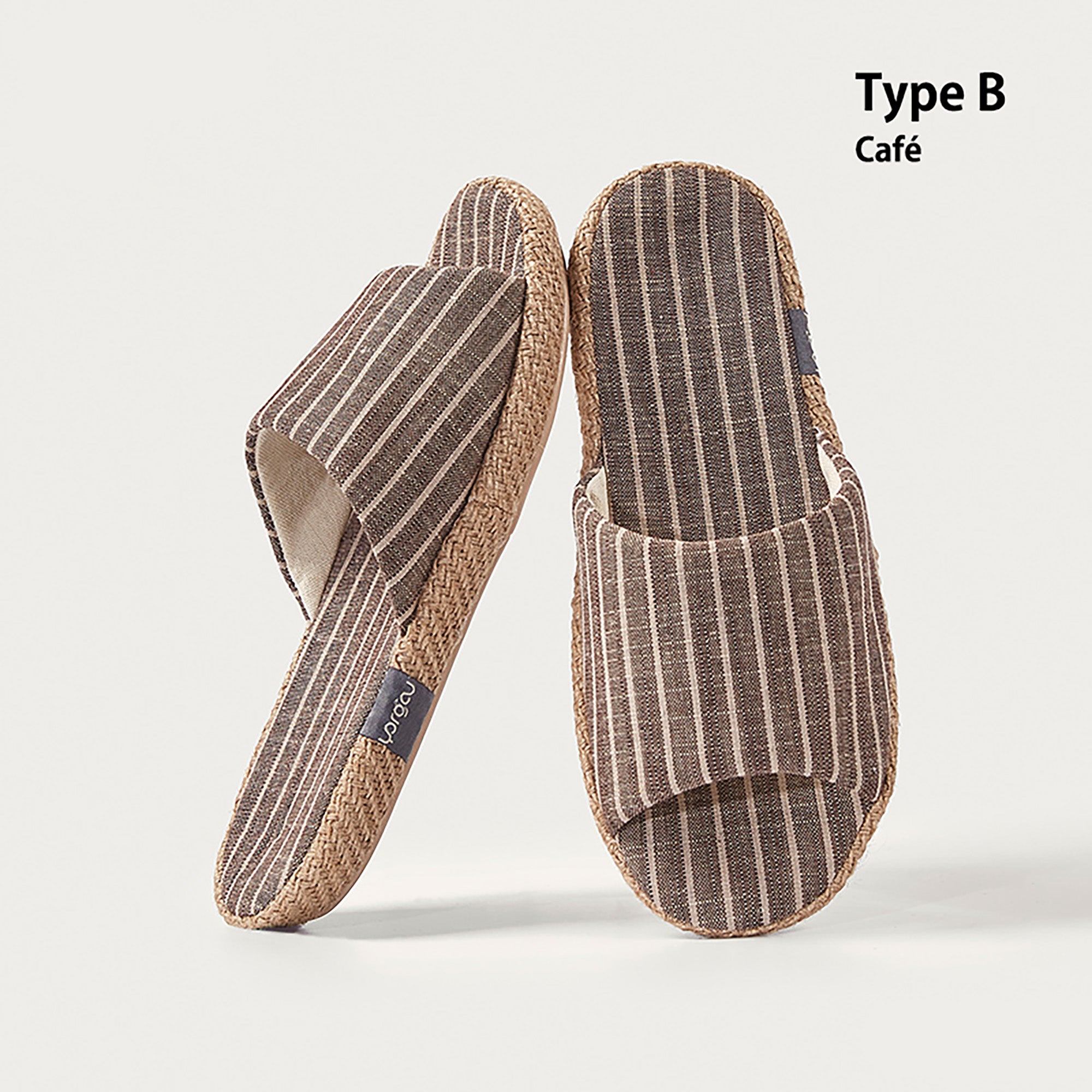 Chaussons mules confortables en lin et coton à bout ouvert