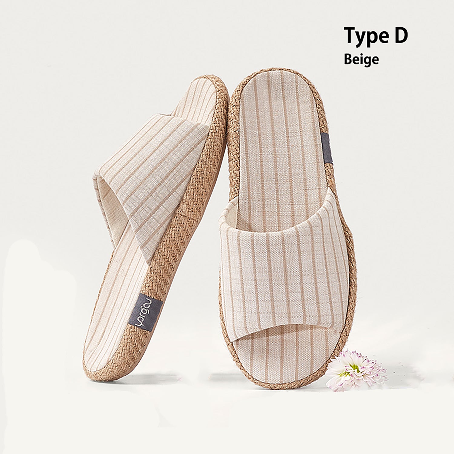 Chaussons mules confortables en lin et coton à bout ouvert