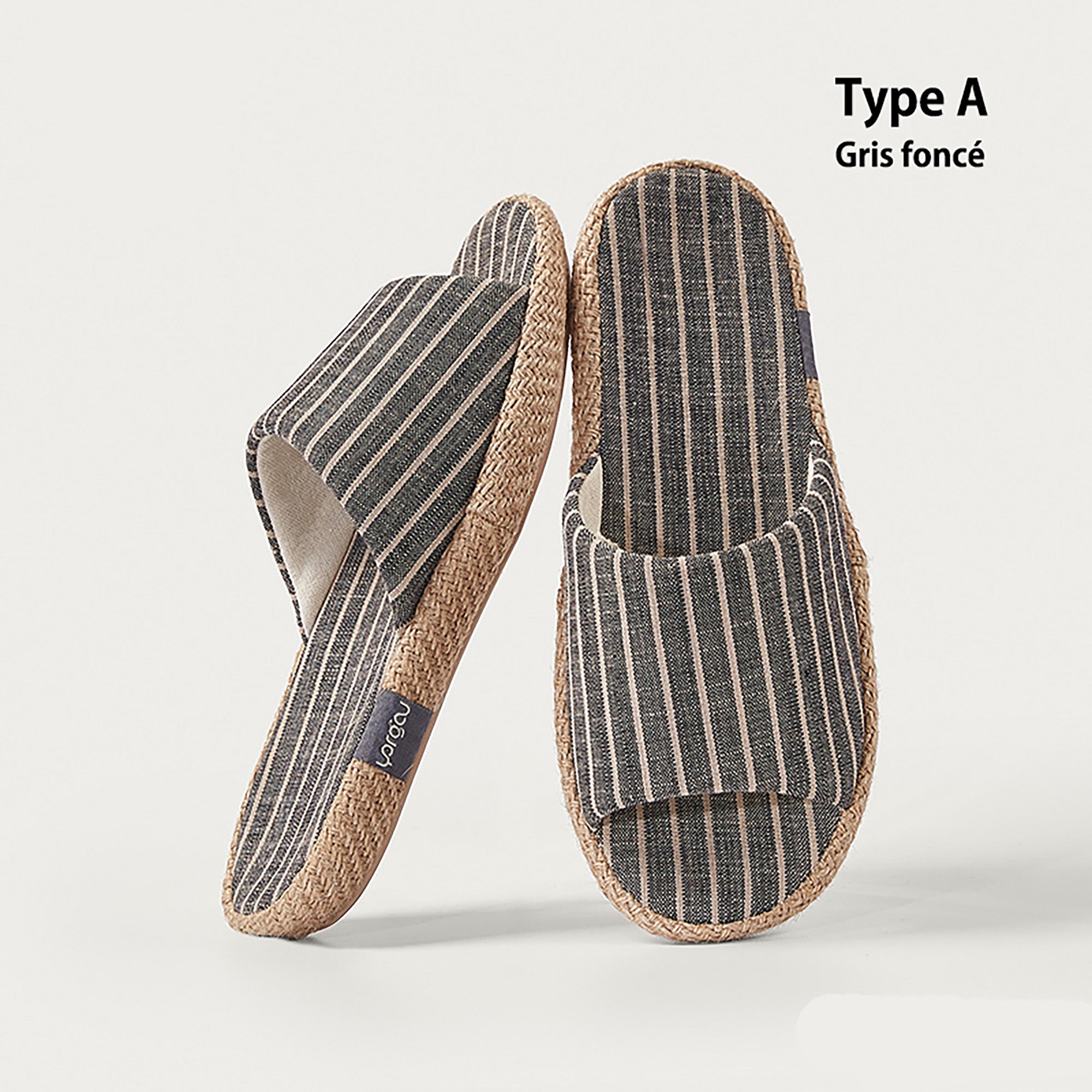 Chaussons mules confortables en lin et coton à bout ouvert