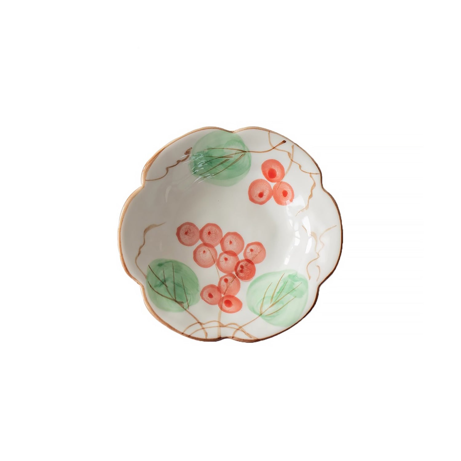 Petite assiette en céramique Minoyaki en forme fleur