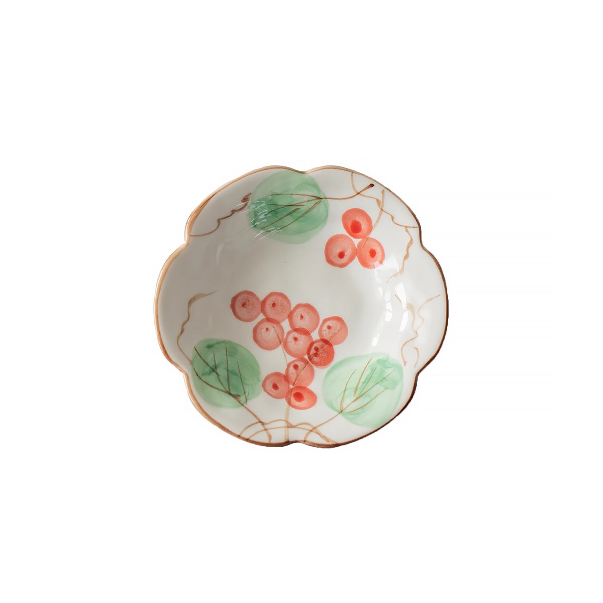 Petite assiette en céramique Minoyaki en forme fleur