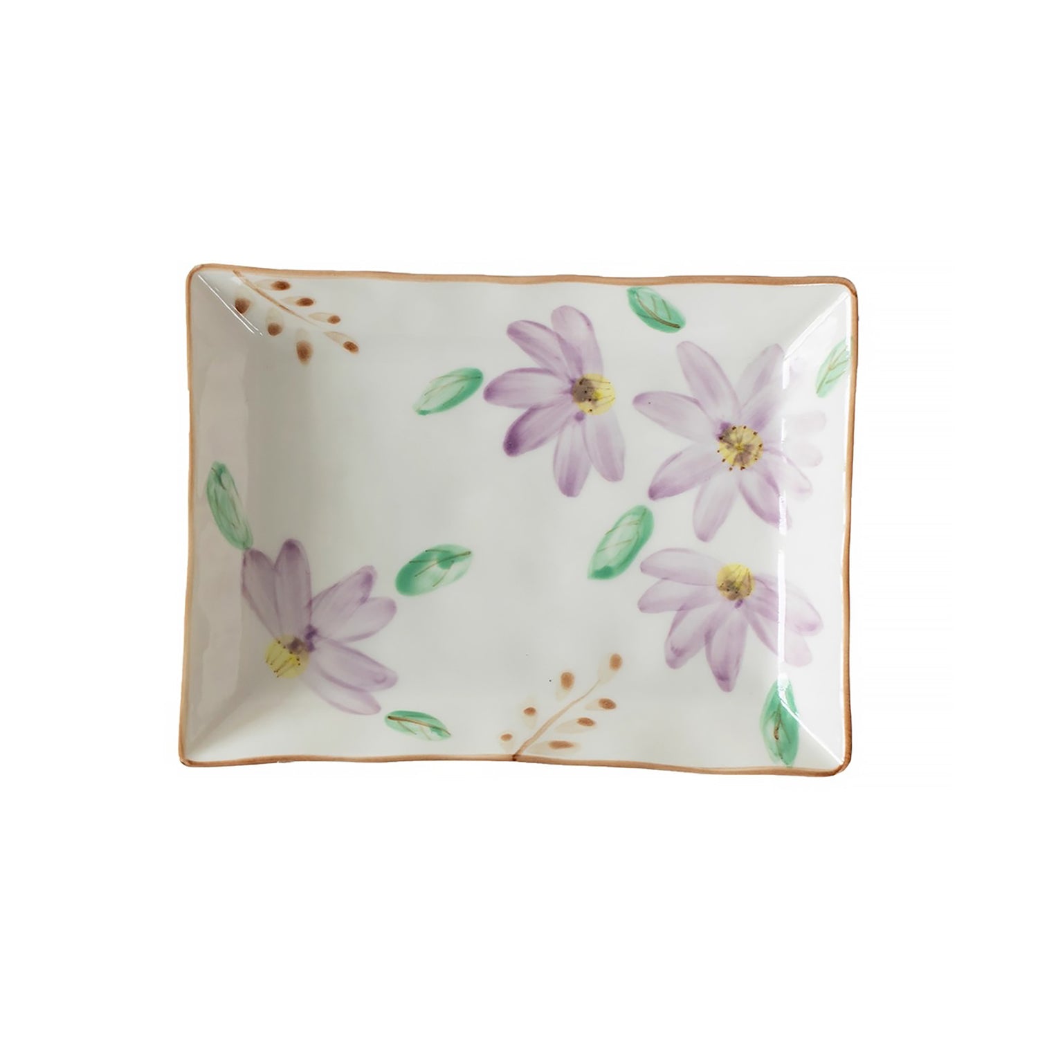Assiette rectangulaire en céramique Minoyaki