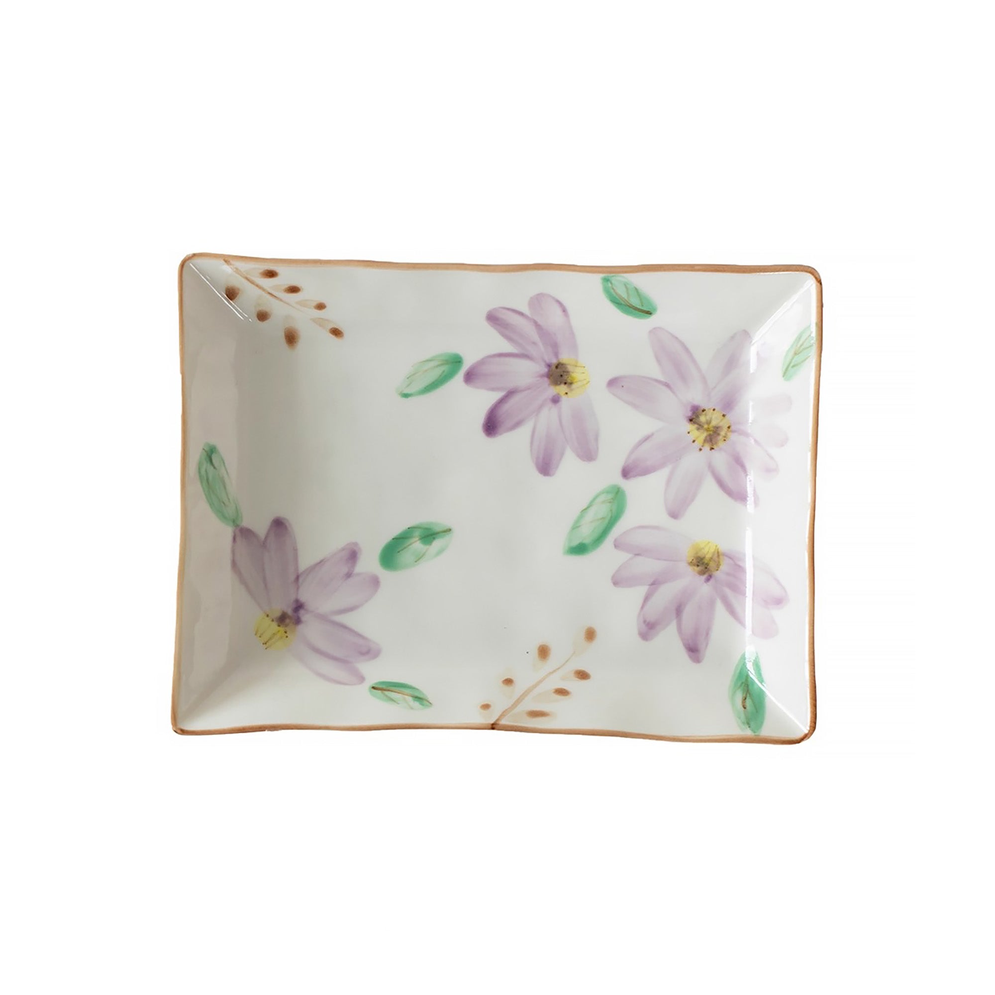 Assiette rectangulaire en céramique Minoyaki