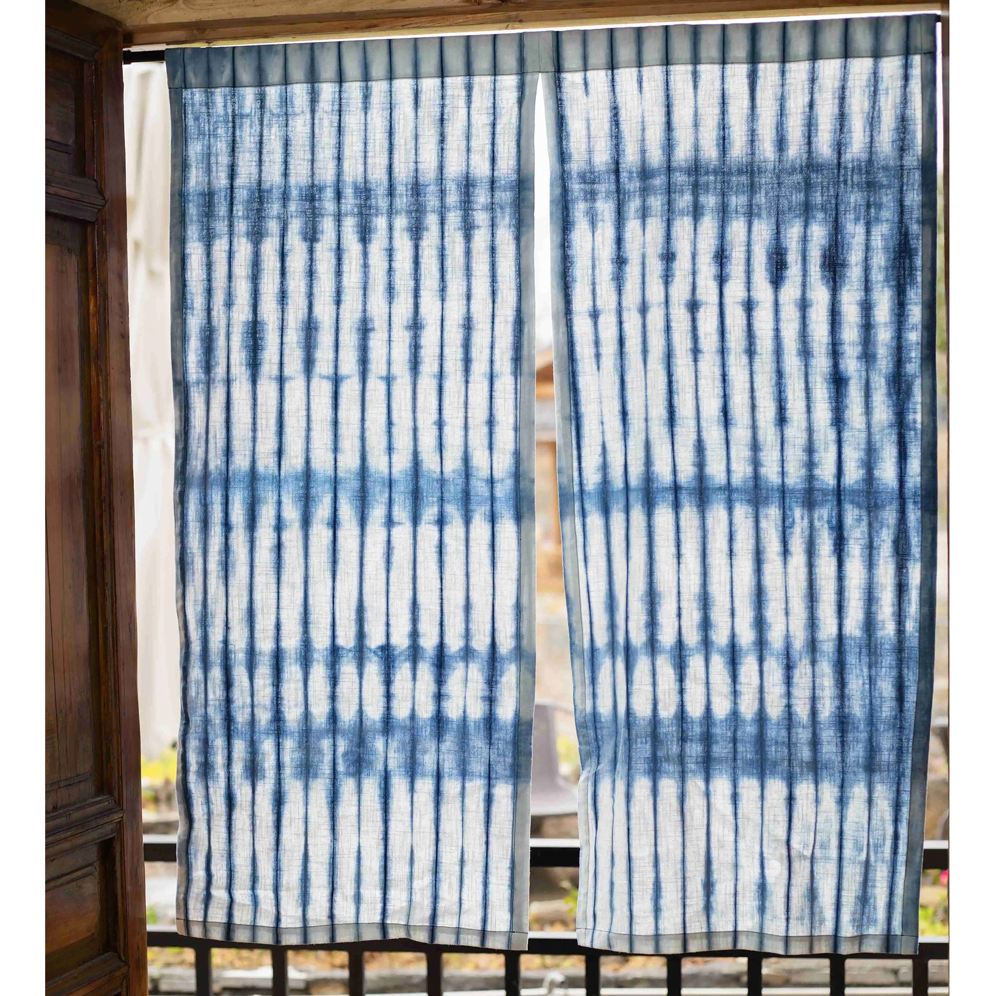 Rideau japonais en lin et coton avec teinture végétale artisanale