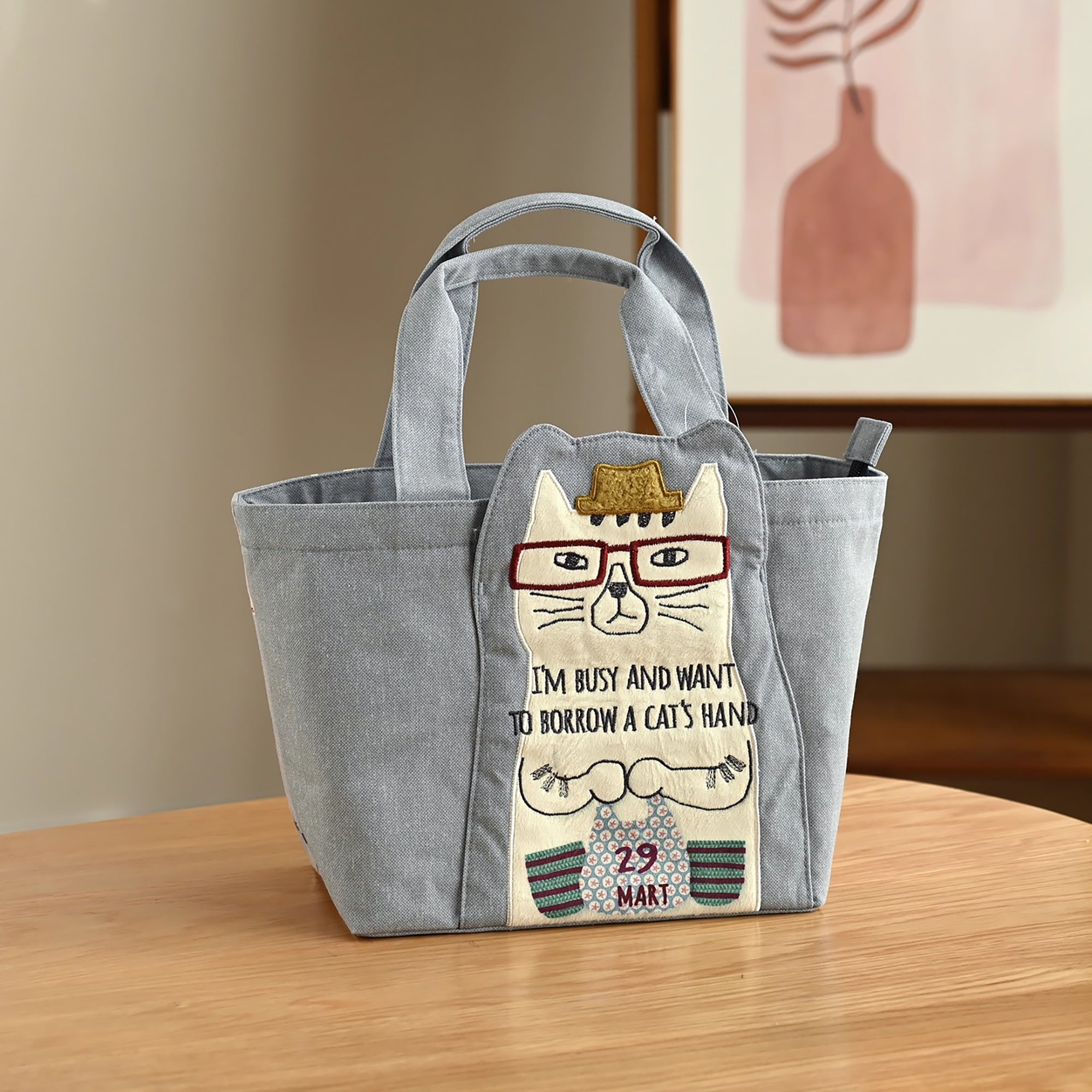 Sac à main chat Kusuguru avec poches intérieures