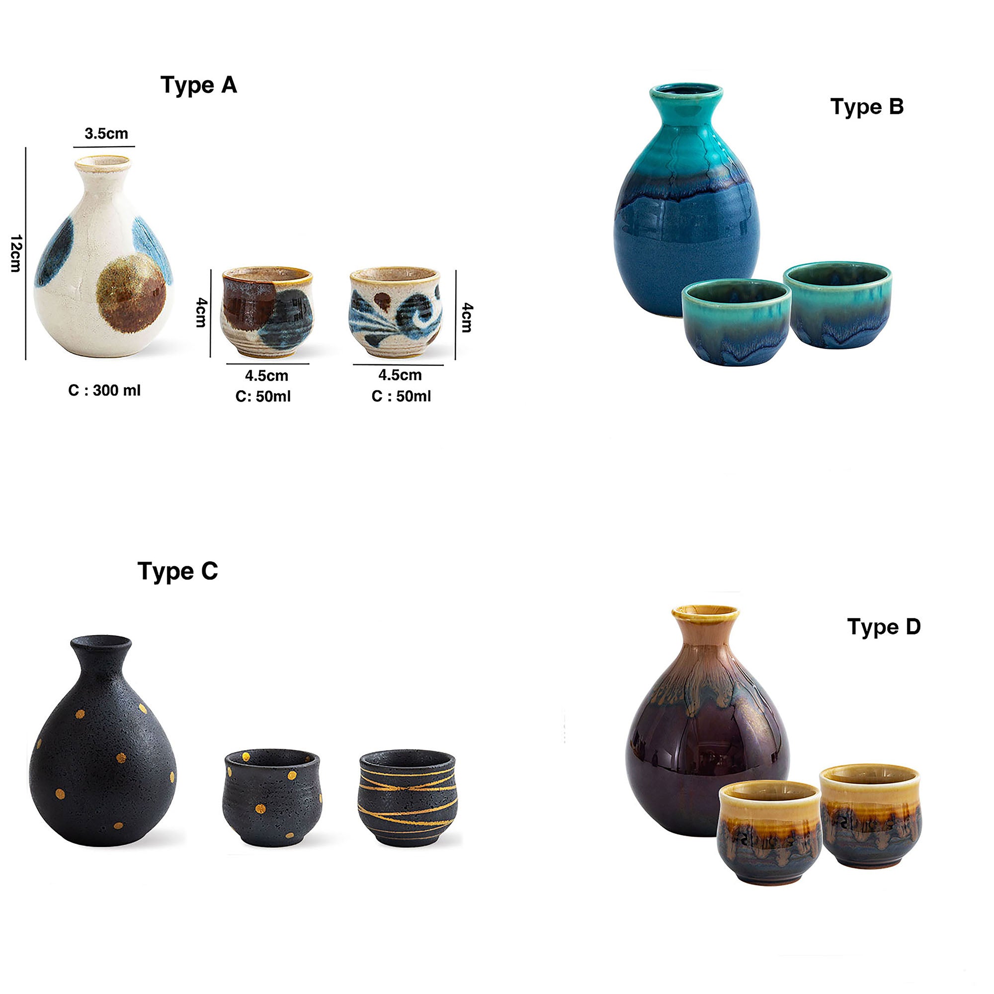 Mino-yaki ceramic sake set