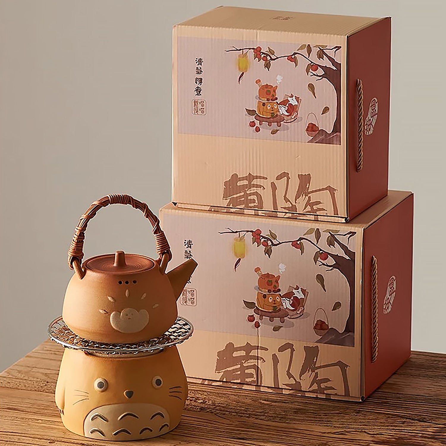 Théière et Réchaud à thé en céramique brute de Jingdezhen