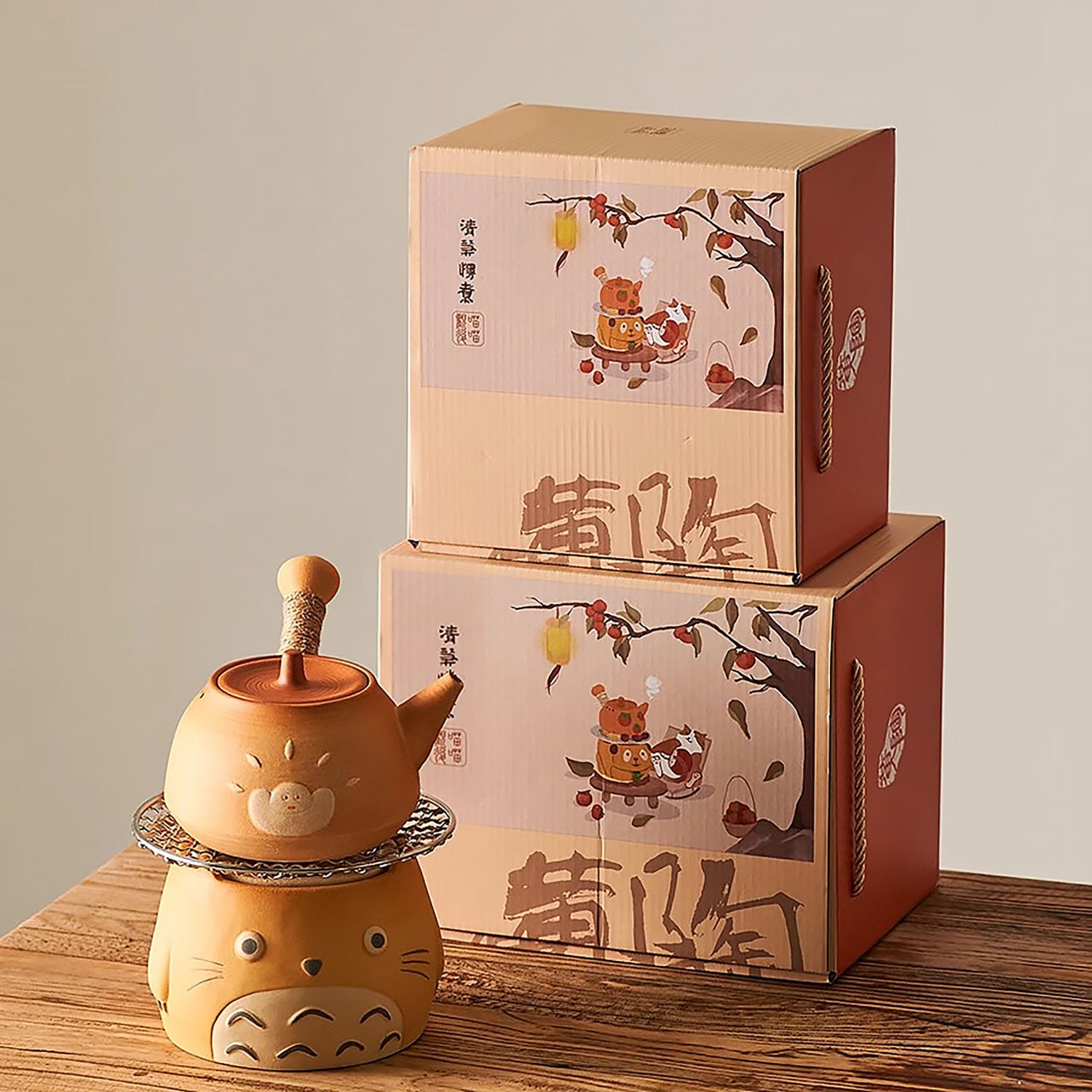 Théière et Réchaud à thé en céramique brute de Jingdezhen