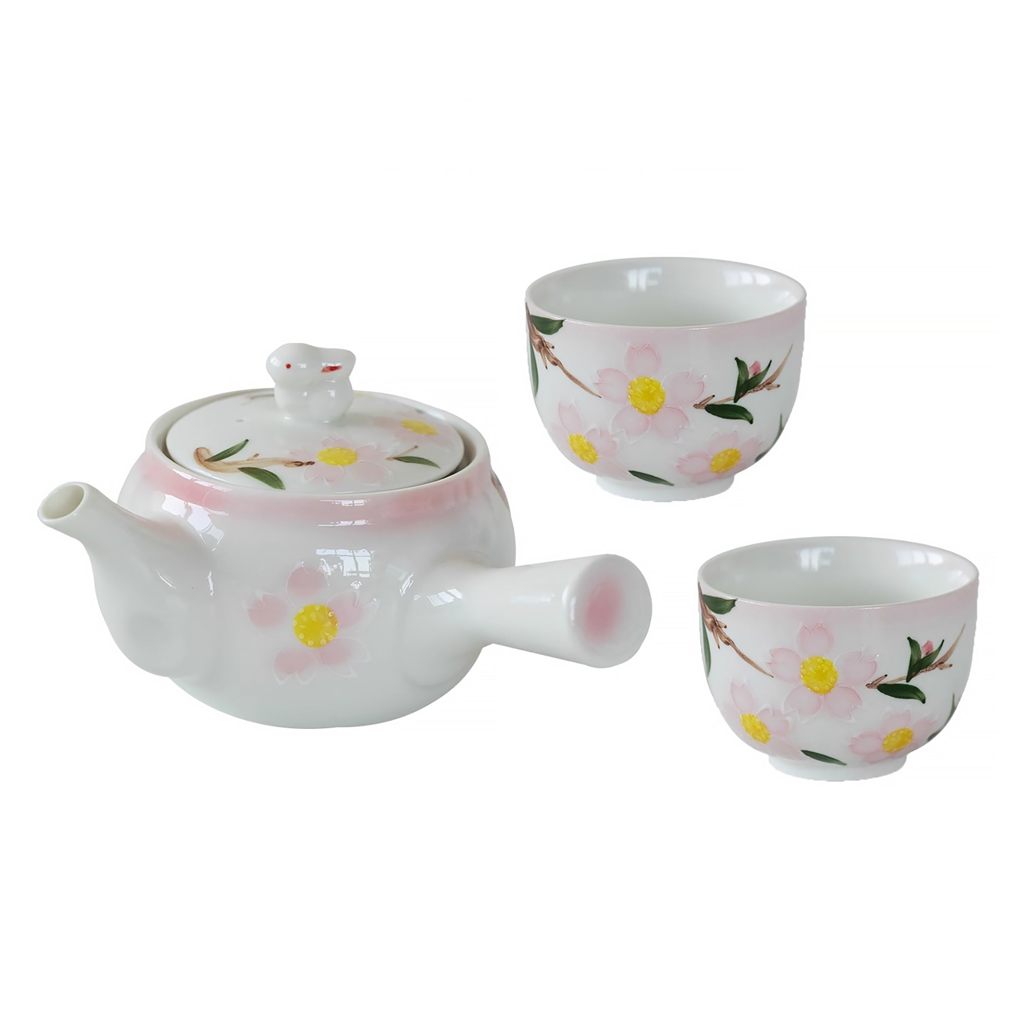 Théière en céramique Seto-yaki à motifs de fleurs de cerisier