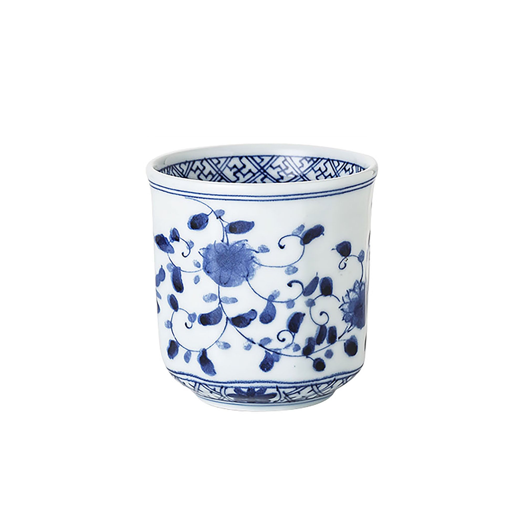 Tasse Yunomi en céramique bleu et blanc