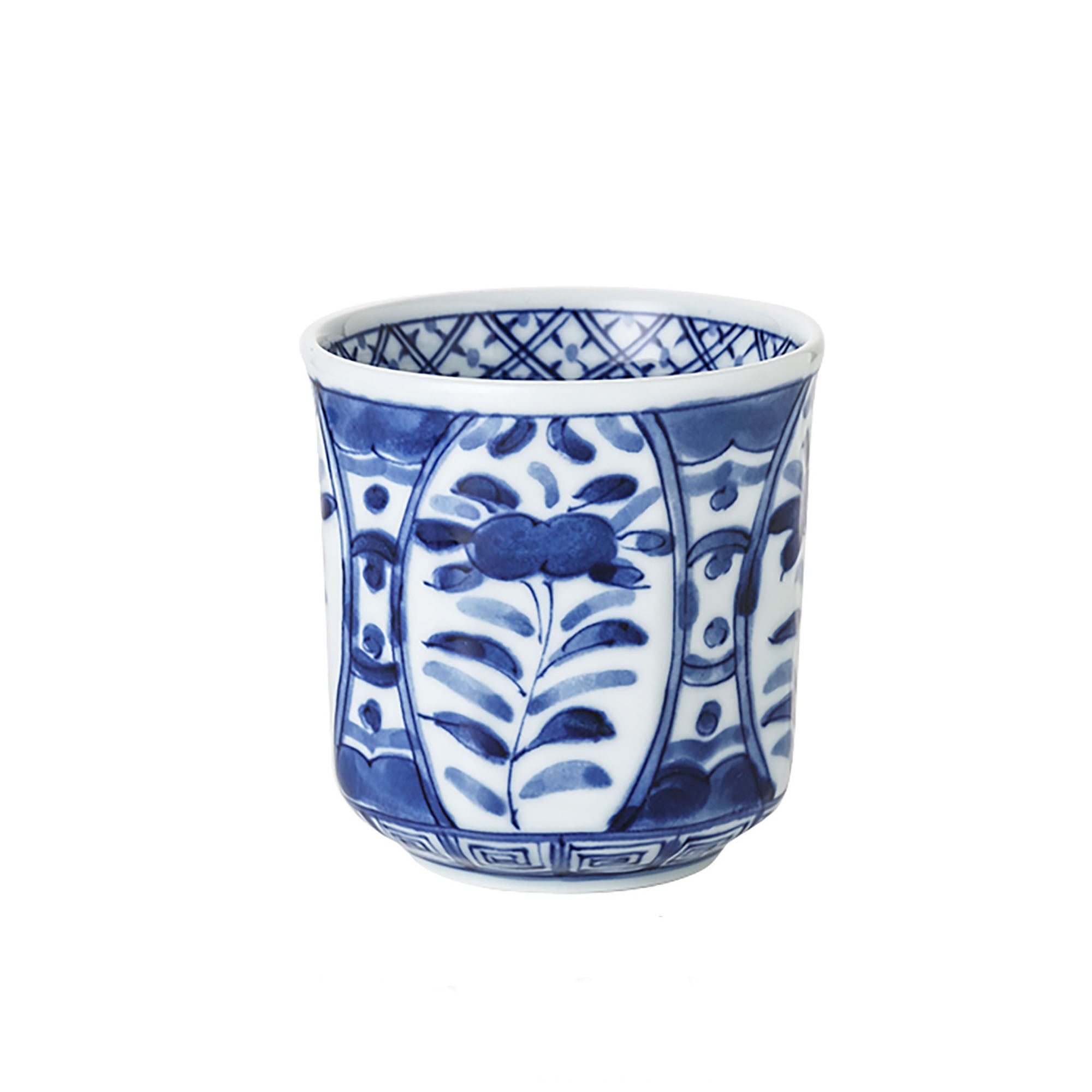 Tasse Yunomi en céramique bleu et blanc
