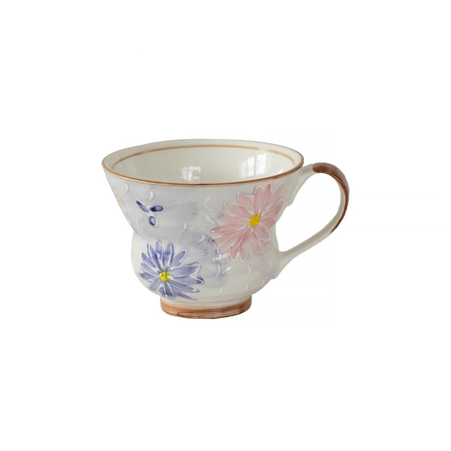 Mug Minoyaki avec motif fleuri peint à la main