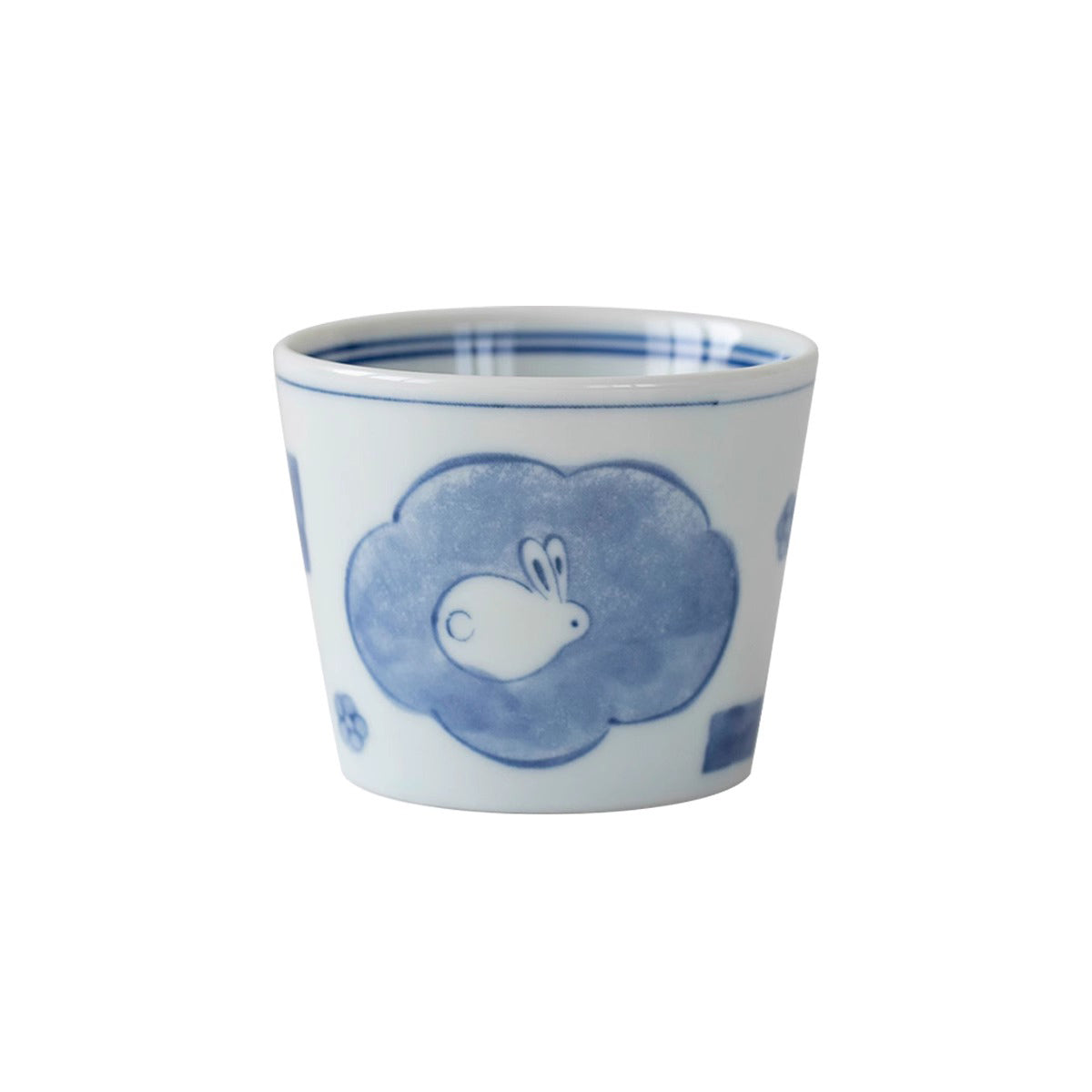 Tasse Choko en céramique Minoyaki avec motif bleu traditionnel