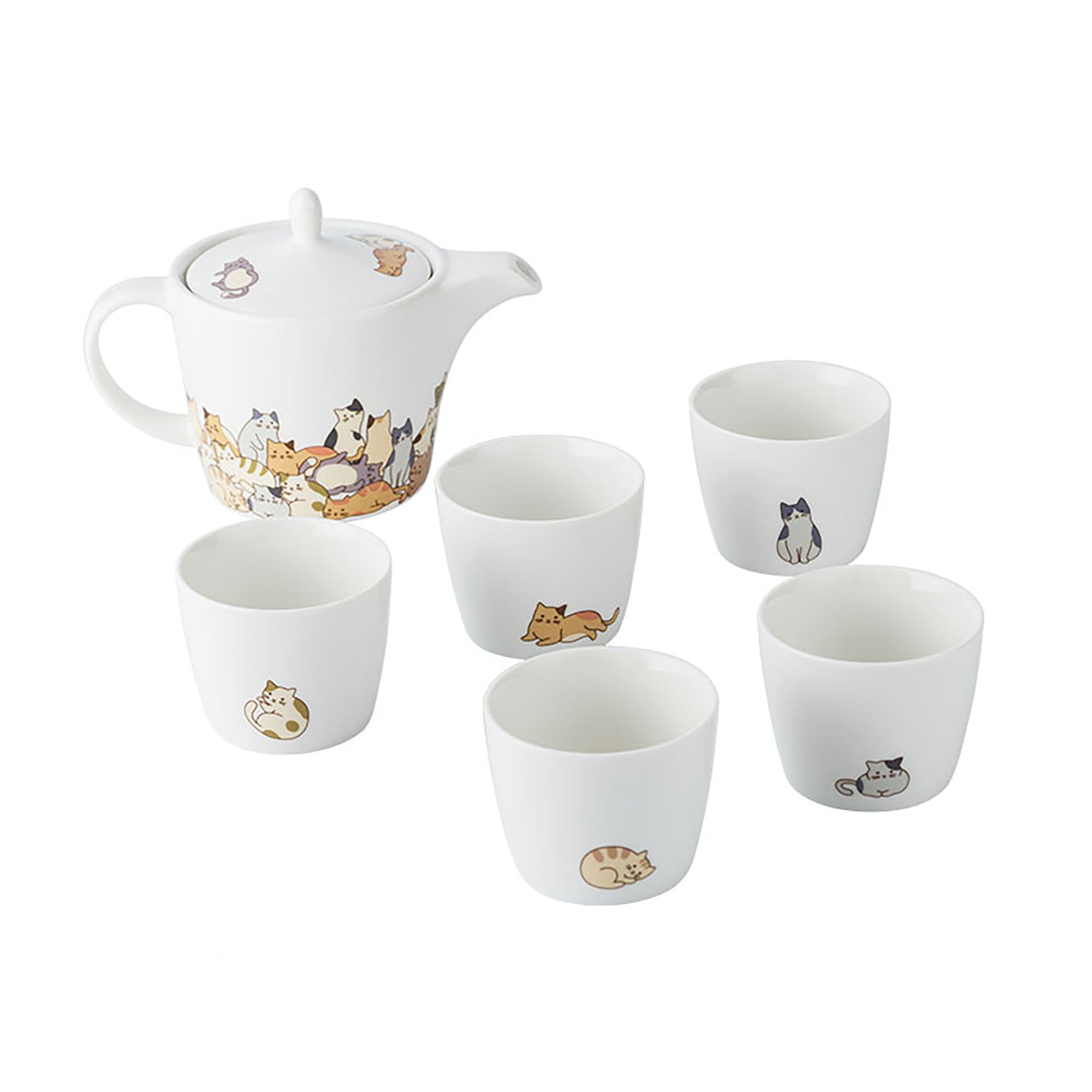 Service à thé avec mignon motif de chat
