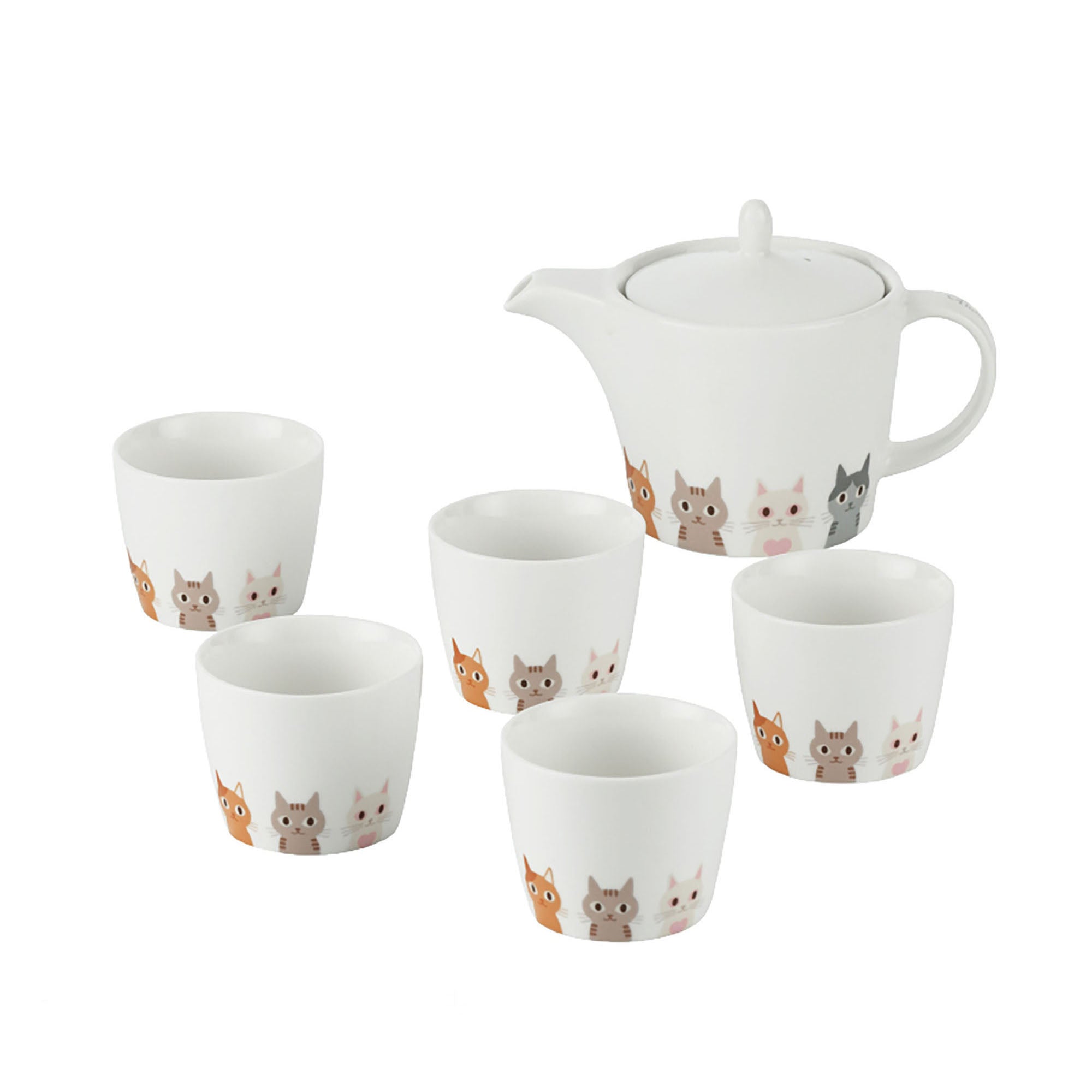 Service à thé avec mignon motif de chat