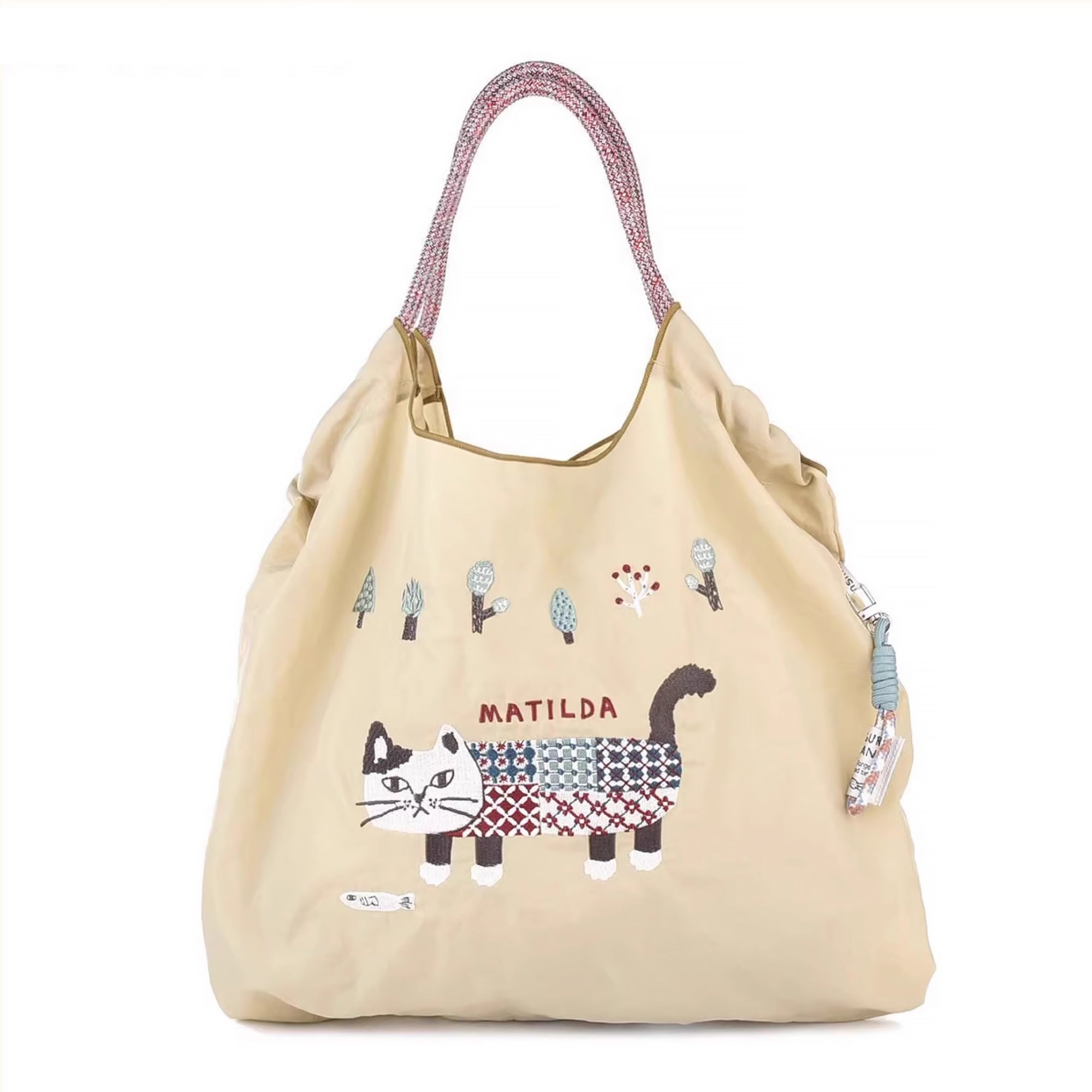 Sac tote en nylon brodé chat Kusuguru