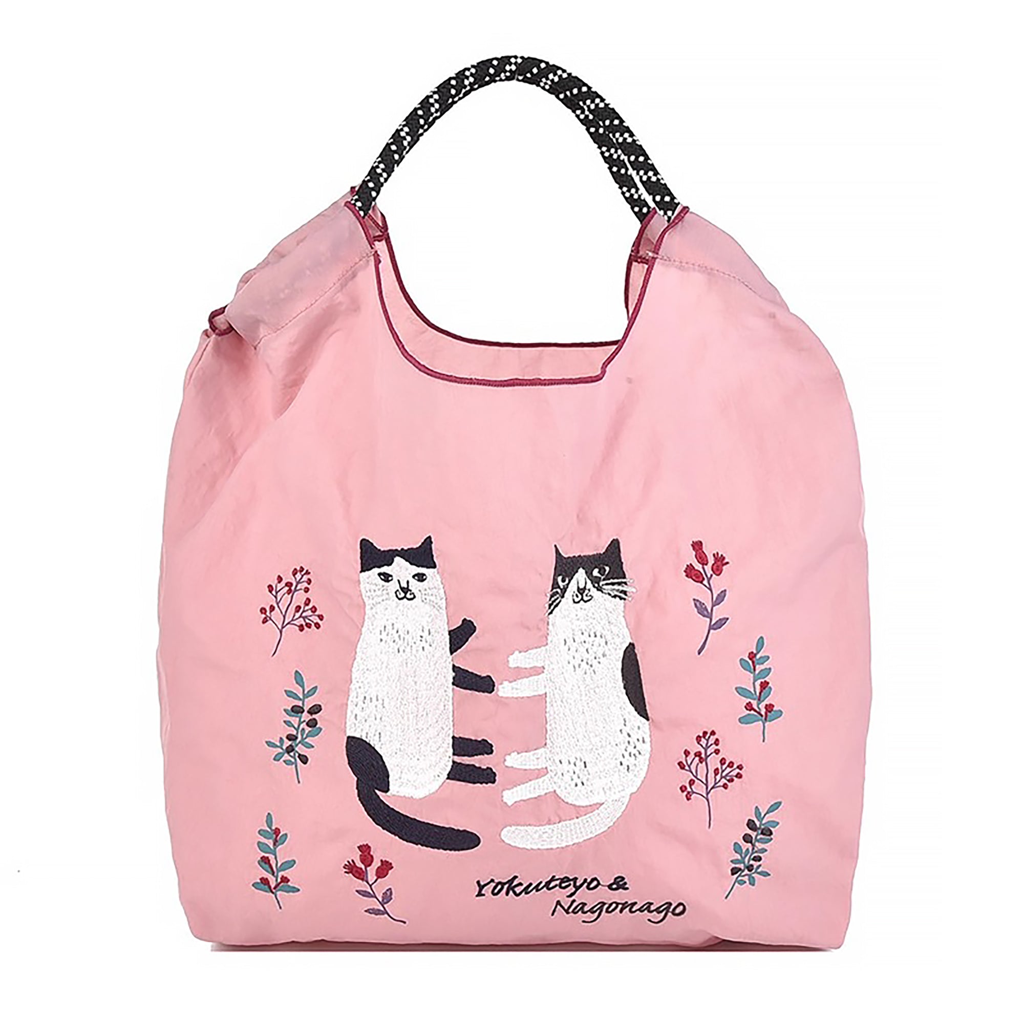 Kusuguru Einkaufstasche aus besticktem Nylon mit Katzenmotiv