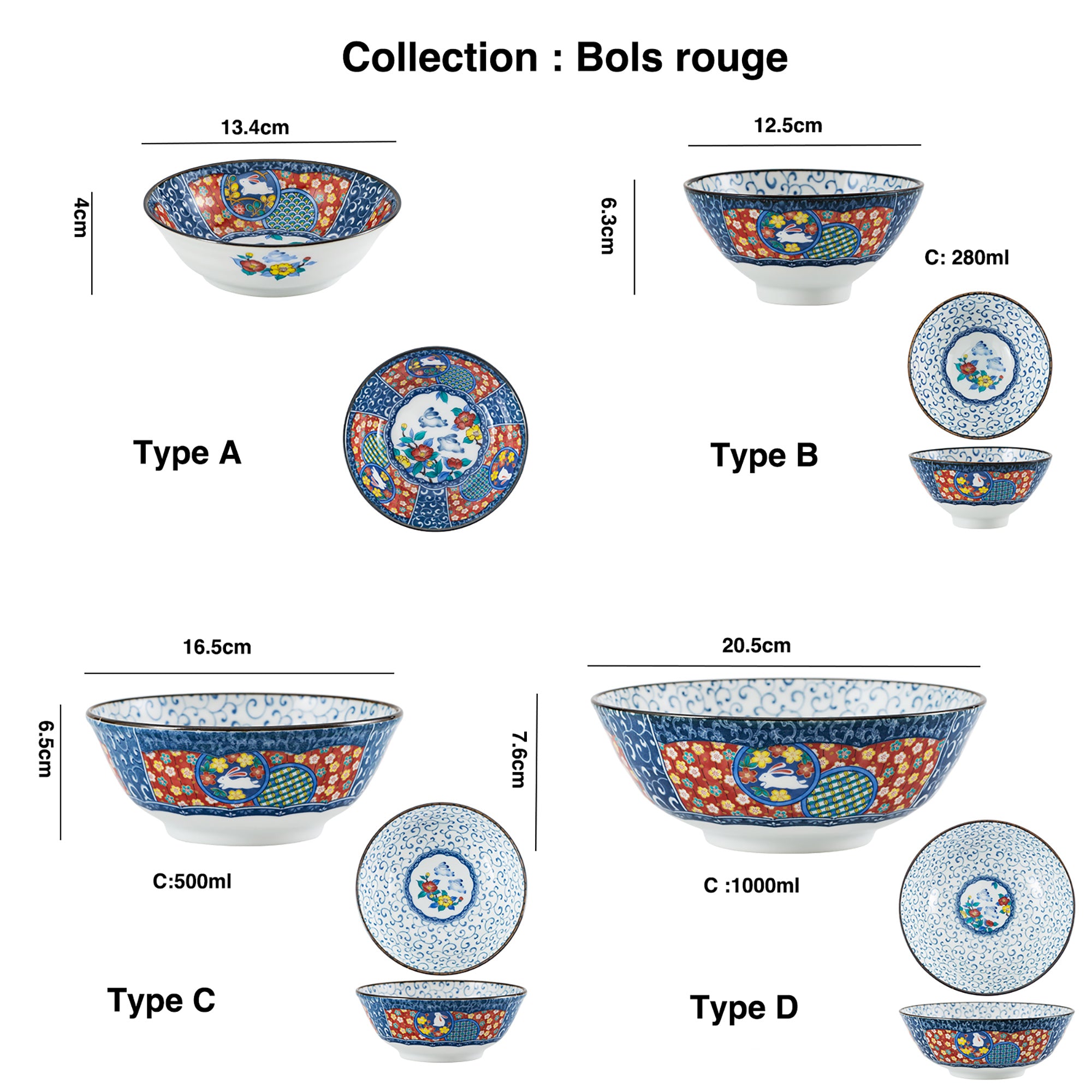Kutani ceramic tableware with floral rabbit pattern