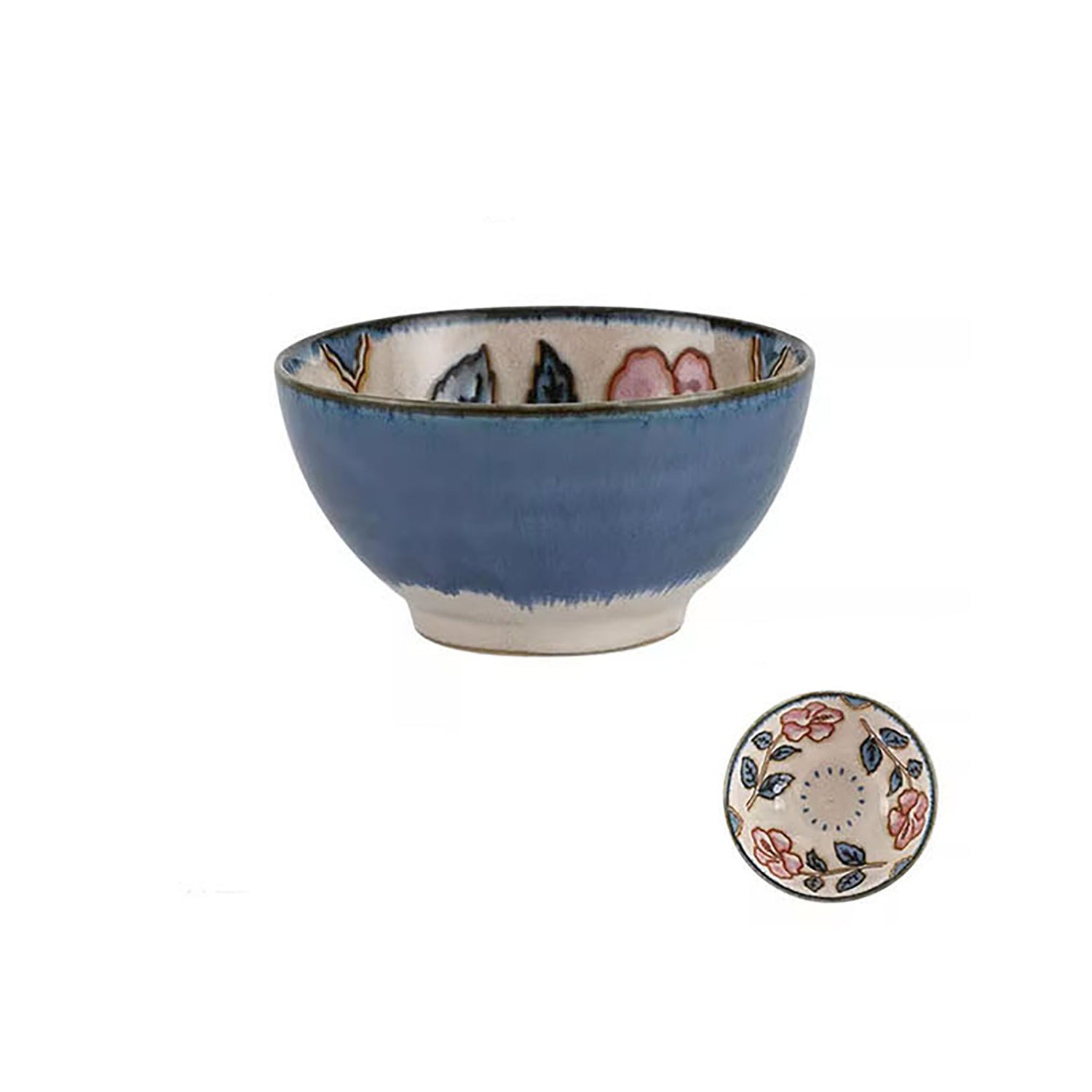 Vaisselle en céramique rouge vintage avec motif de rose d&