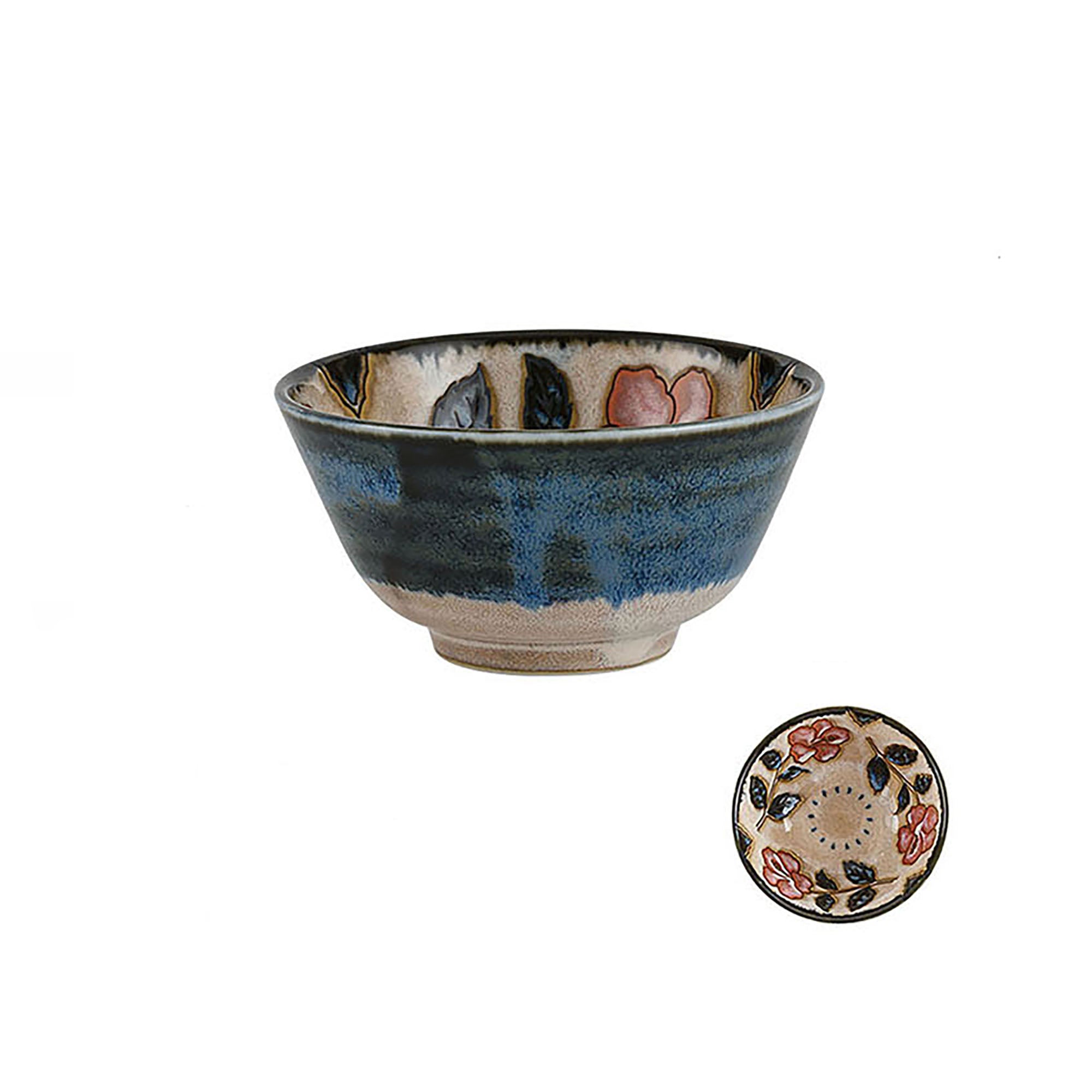 Vintage red ceramic tableware with Okinawa rose pattern