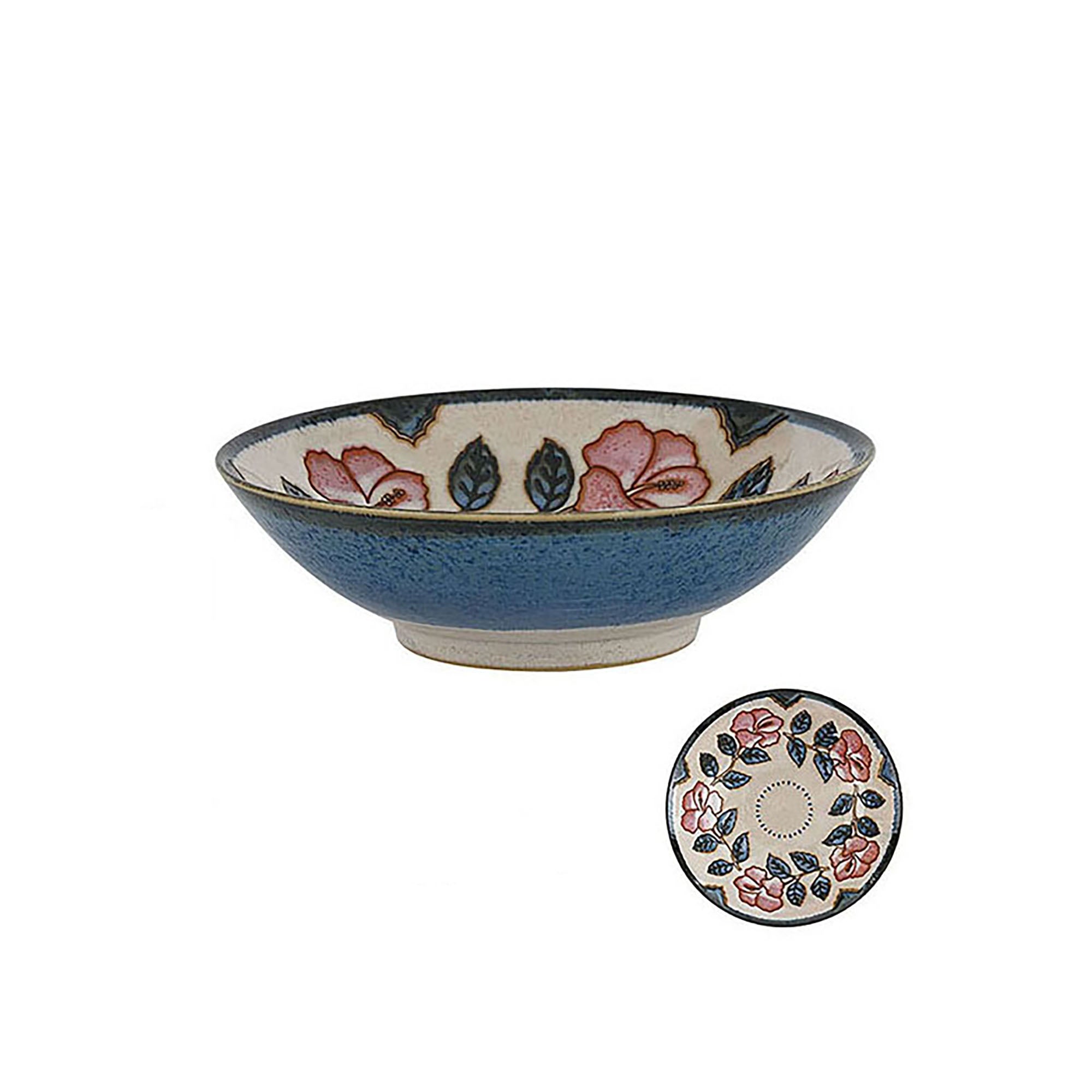 Vintage red ceramic tableware with Okinawa rose pattern
