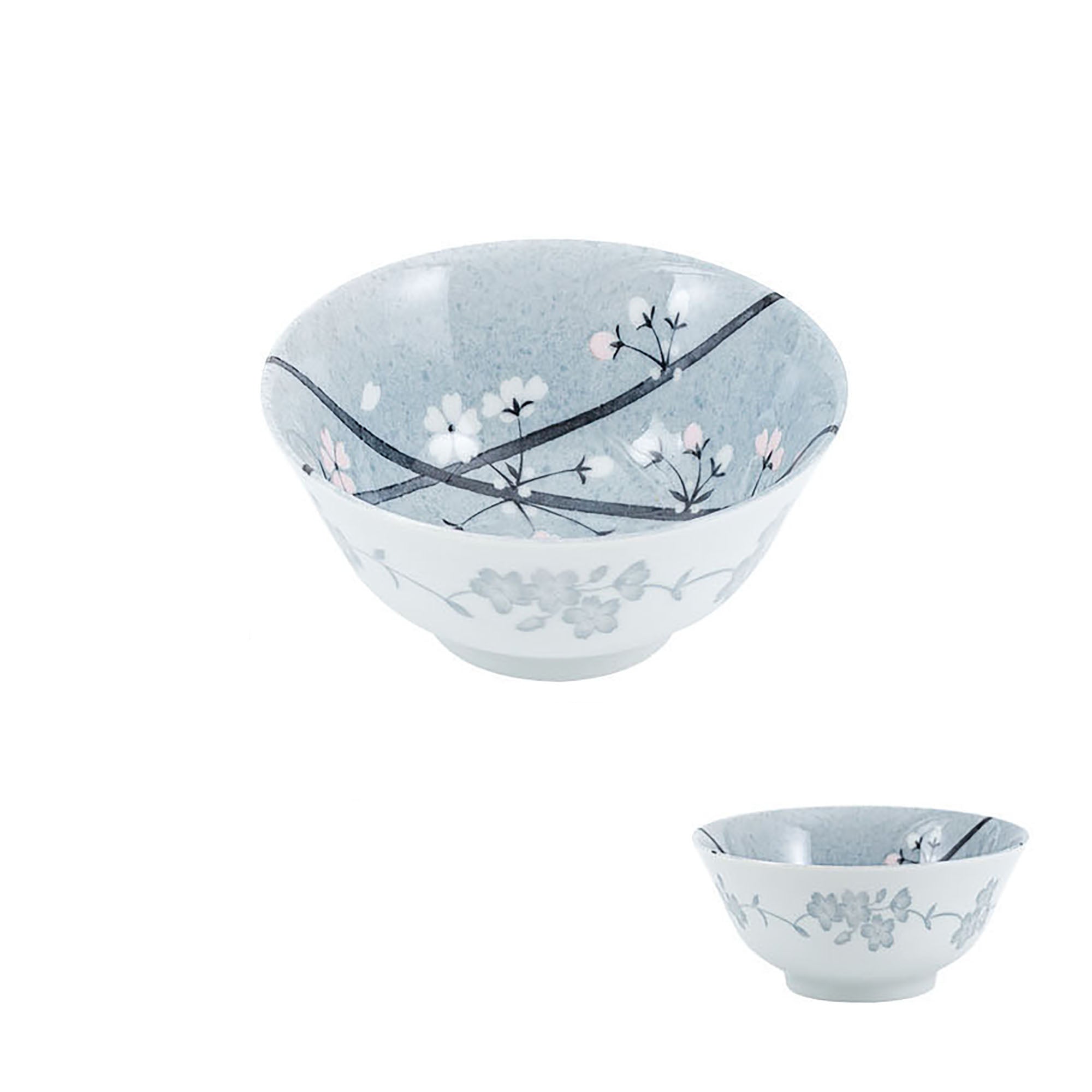 Light Grey Ceramic Dinnerware with Cherry Blossom Pattern by Yutani