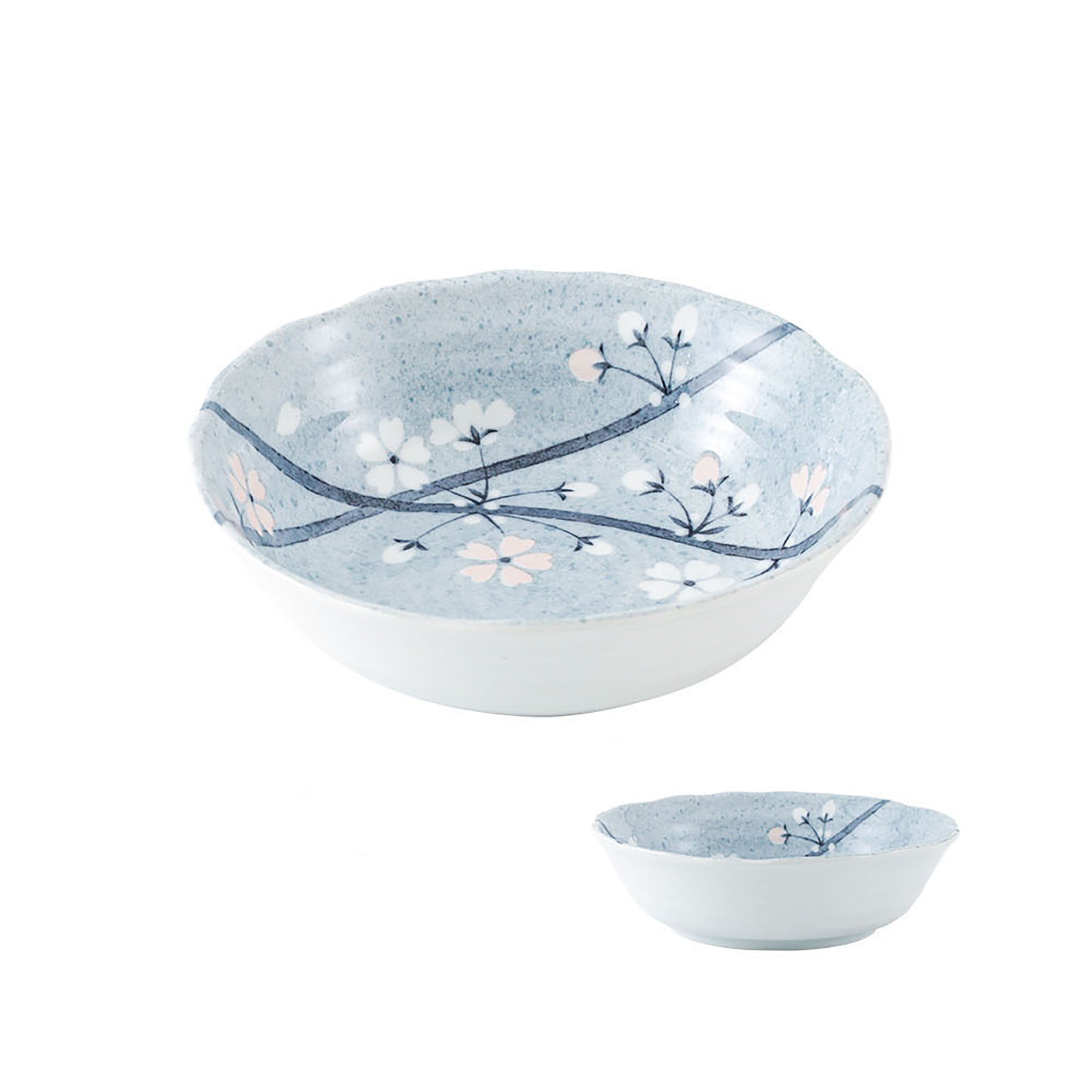Light Grey Ceramic Dinnerware with Cherry Blossom Pattern by Yutani